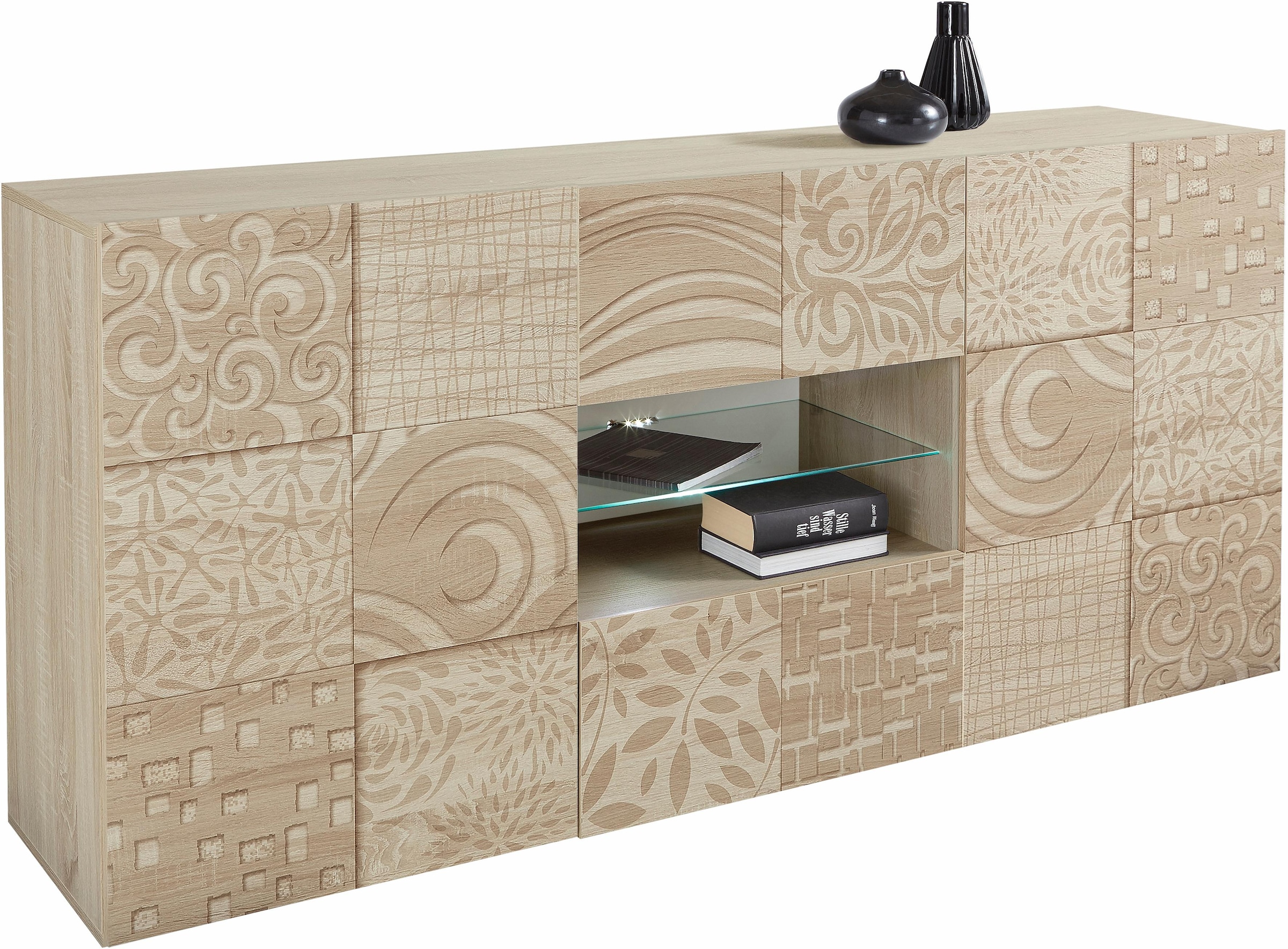 INOSIGN Sideboard »Miro«, Breite 181 cm mit dekorativem Siebdruck