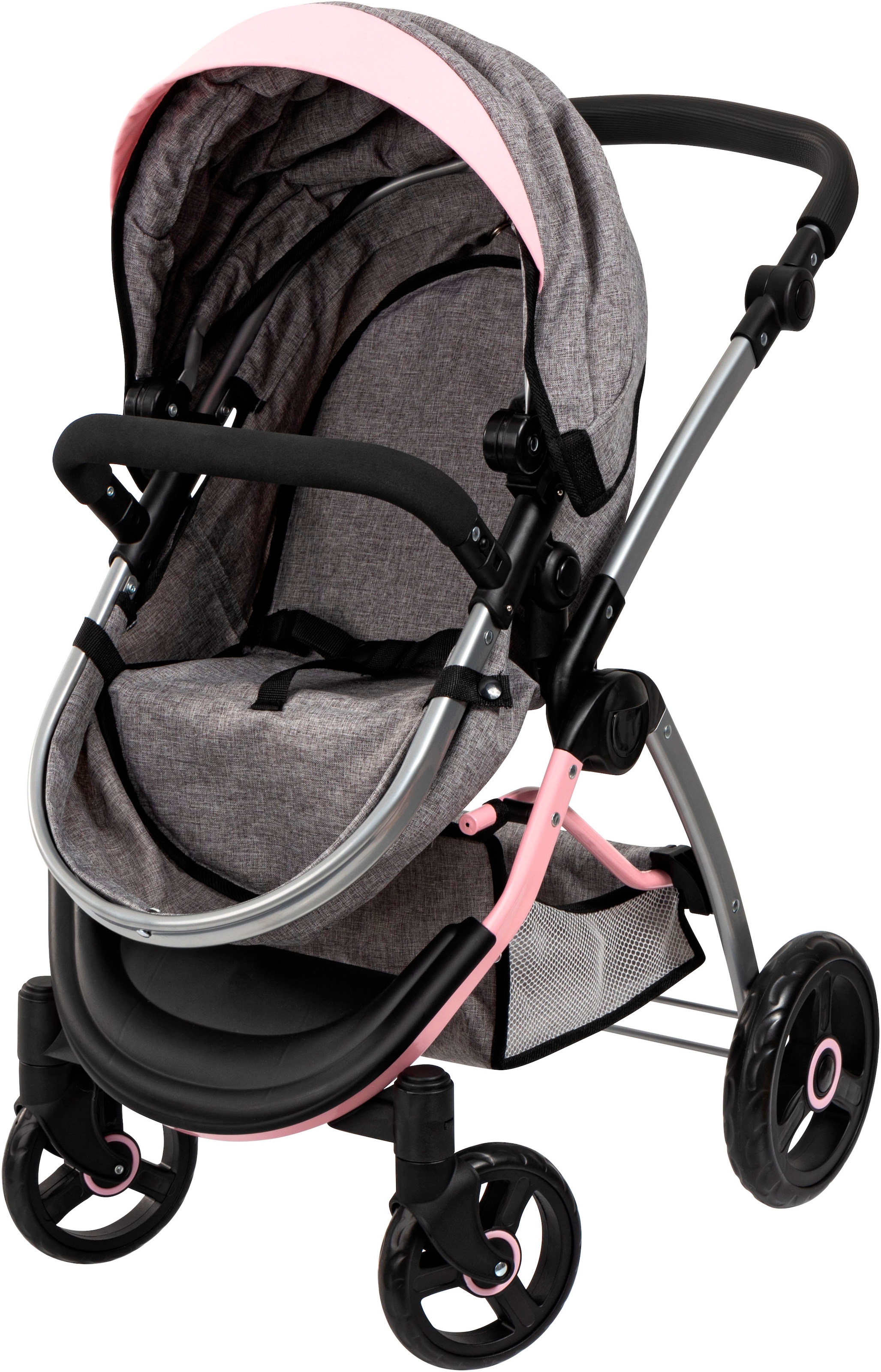 Bayer Kombi-Puppenwagen »City Max grau/rosa«, mit Wickeltasche