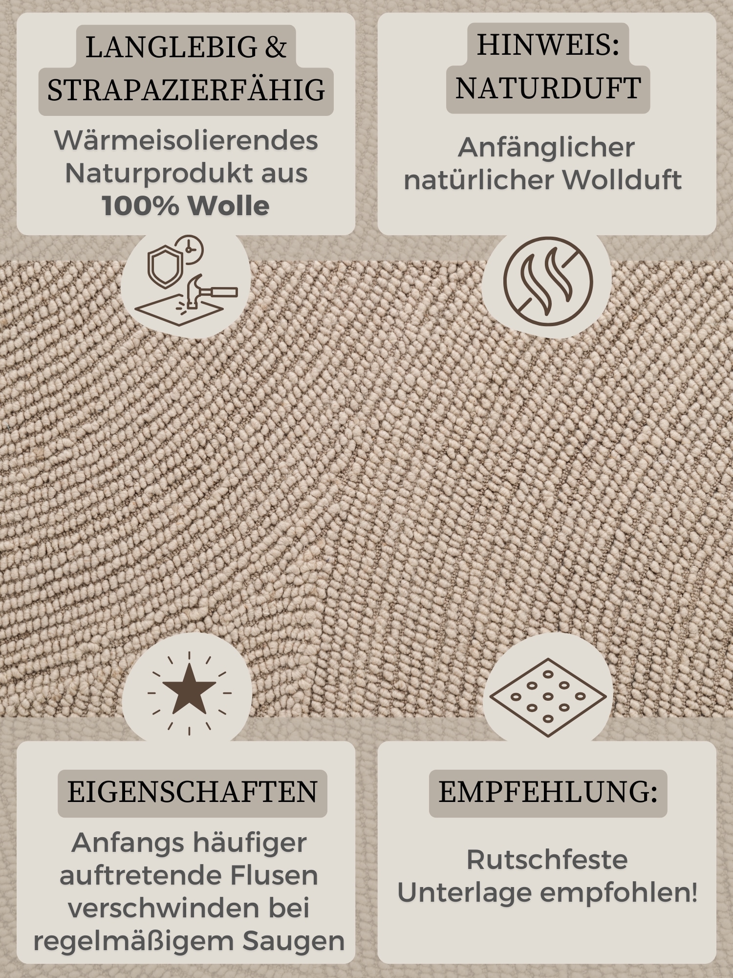 HANSE Home Wollteppich »Eleni«, rechteckig, 18 mm Höhe, Handgetuftet, Wolle, Natur, Wohnzimmer, Schlafzimmer, Skandi, Hygge