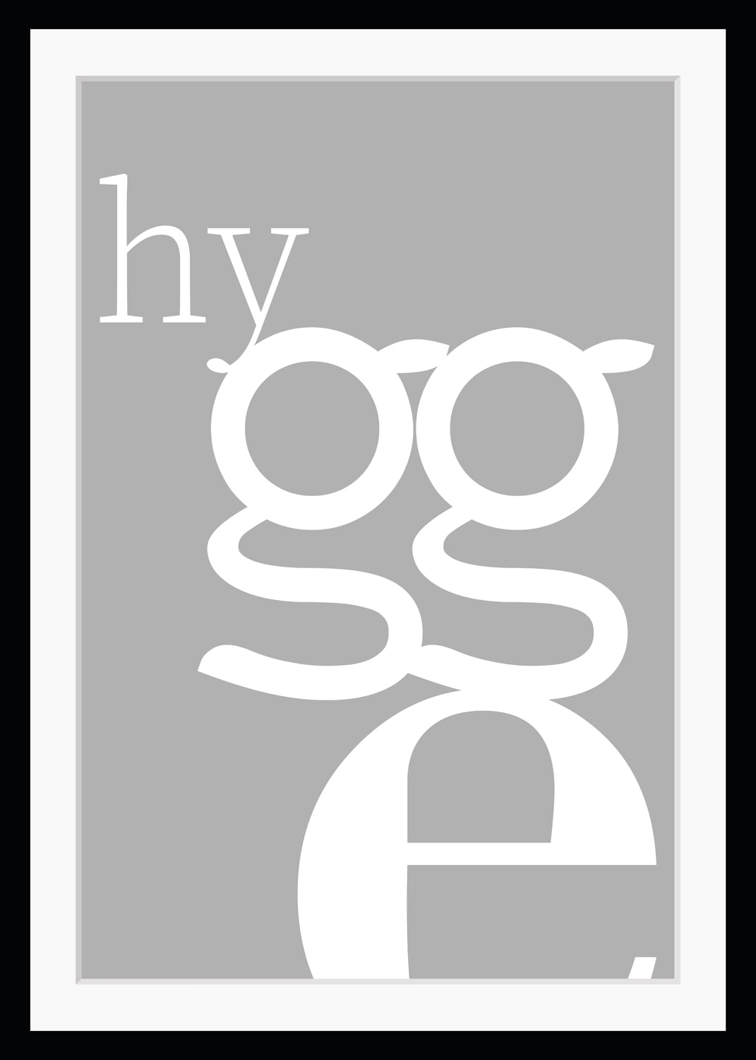 queence Bild »hygge«, Buchstaben-Schriftzug-Humor-Motivationsbilder, HD Premium Poster-Druck inkl. Holzrahmen