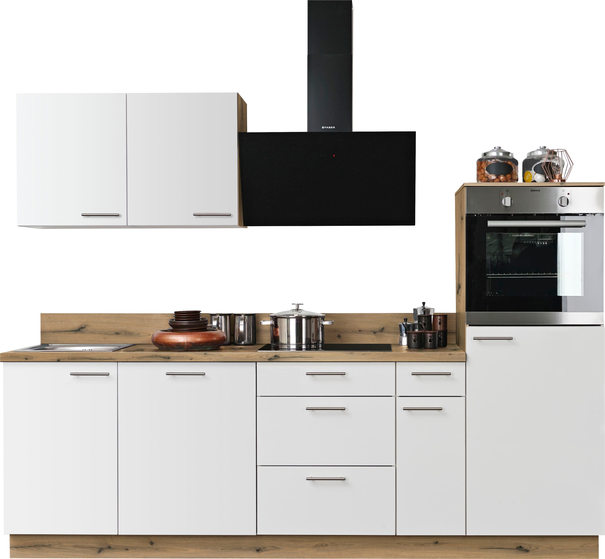 KOCHSTATION Küchenzeile »KS-Scafa, vormontiert, mit höhenverstellbaren Füße günstig online kaufen