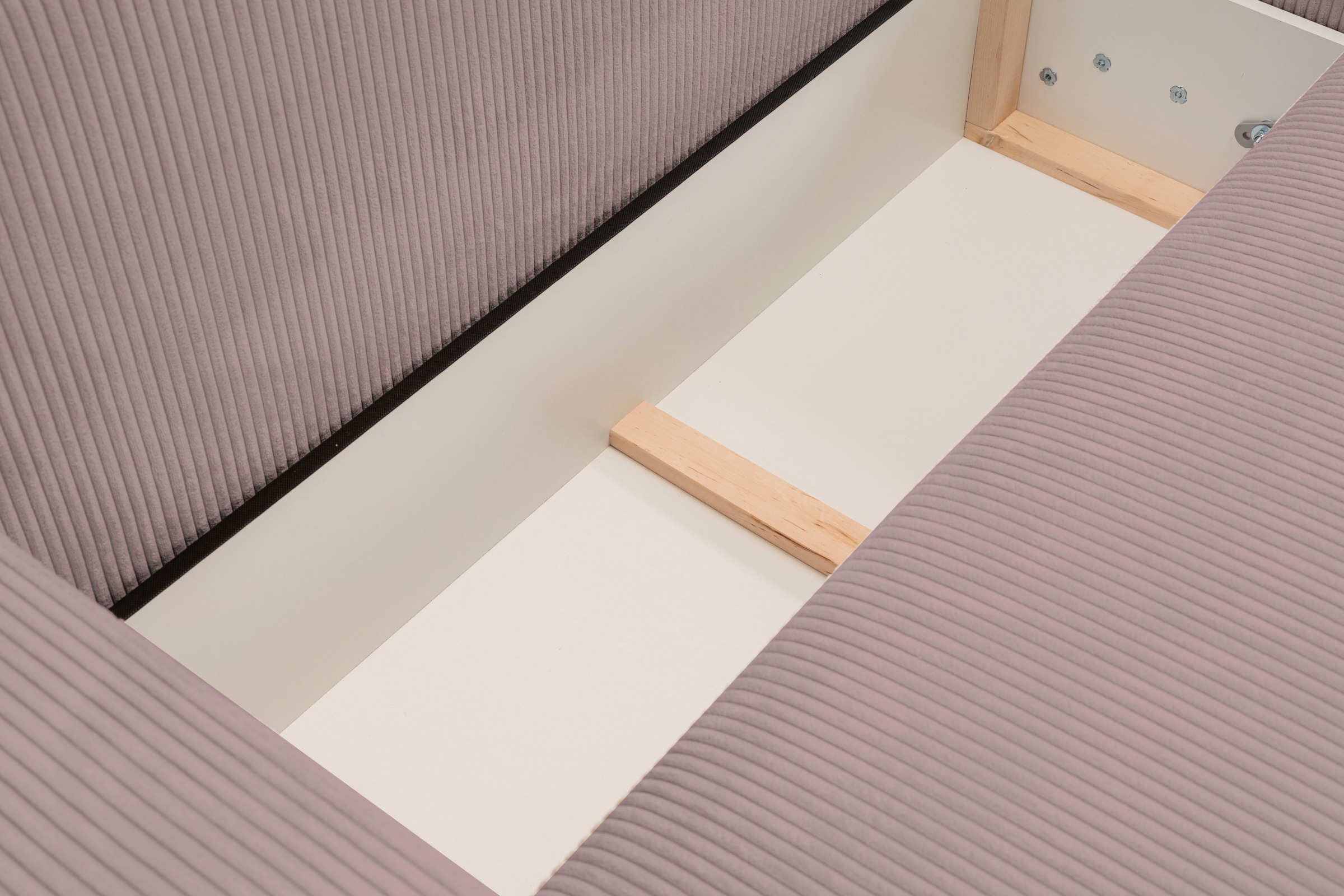 WERK2 Ecksofa »Rotterdam-L, kuschelweicher Cord oder Breitcord, L-Form, Breite 267 cm«, Design Ecksofa mit Schlaffunktion & Bettkasten, Cord, Rose