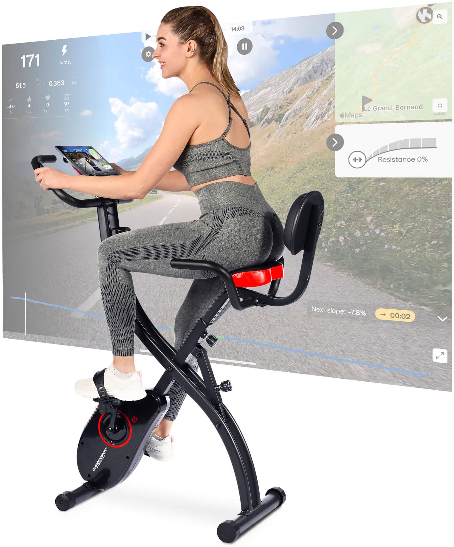 Christopeit Sport® Heimtrainer »S-Bike«, (Kinomap,Fithome und Zwift kompatibel), Schwungmasse ca. 5 kg, 8 Widerstandsstufen