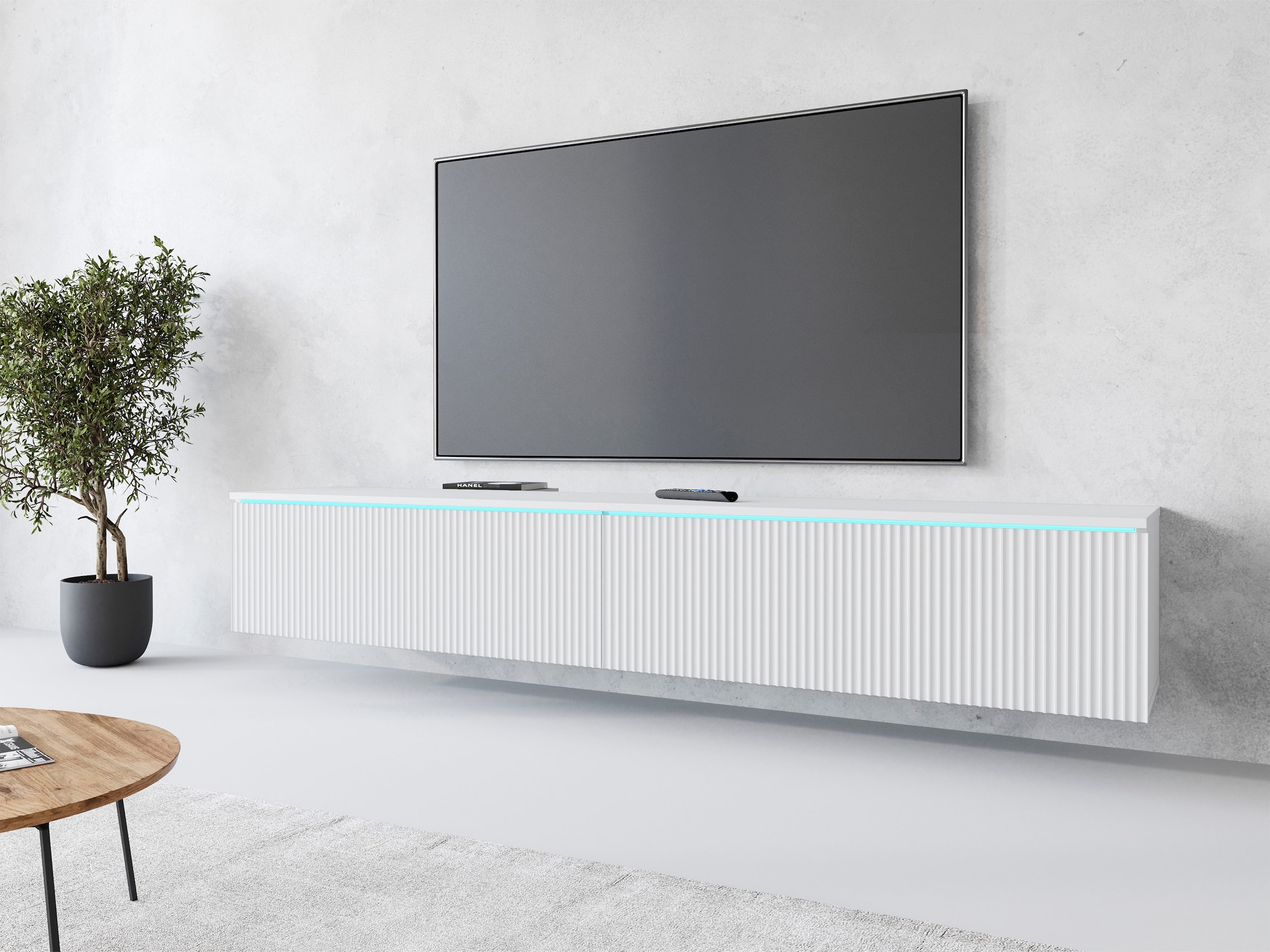 Home affaire Lowboard »Vera, wahlweise mit oder ohne Beleuchtung« gefräste MDF Front mit 3D Effekt, stehend und hängend montierbar