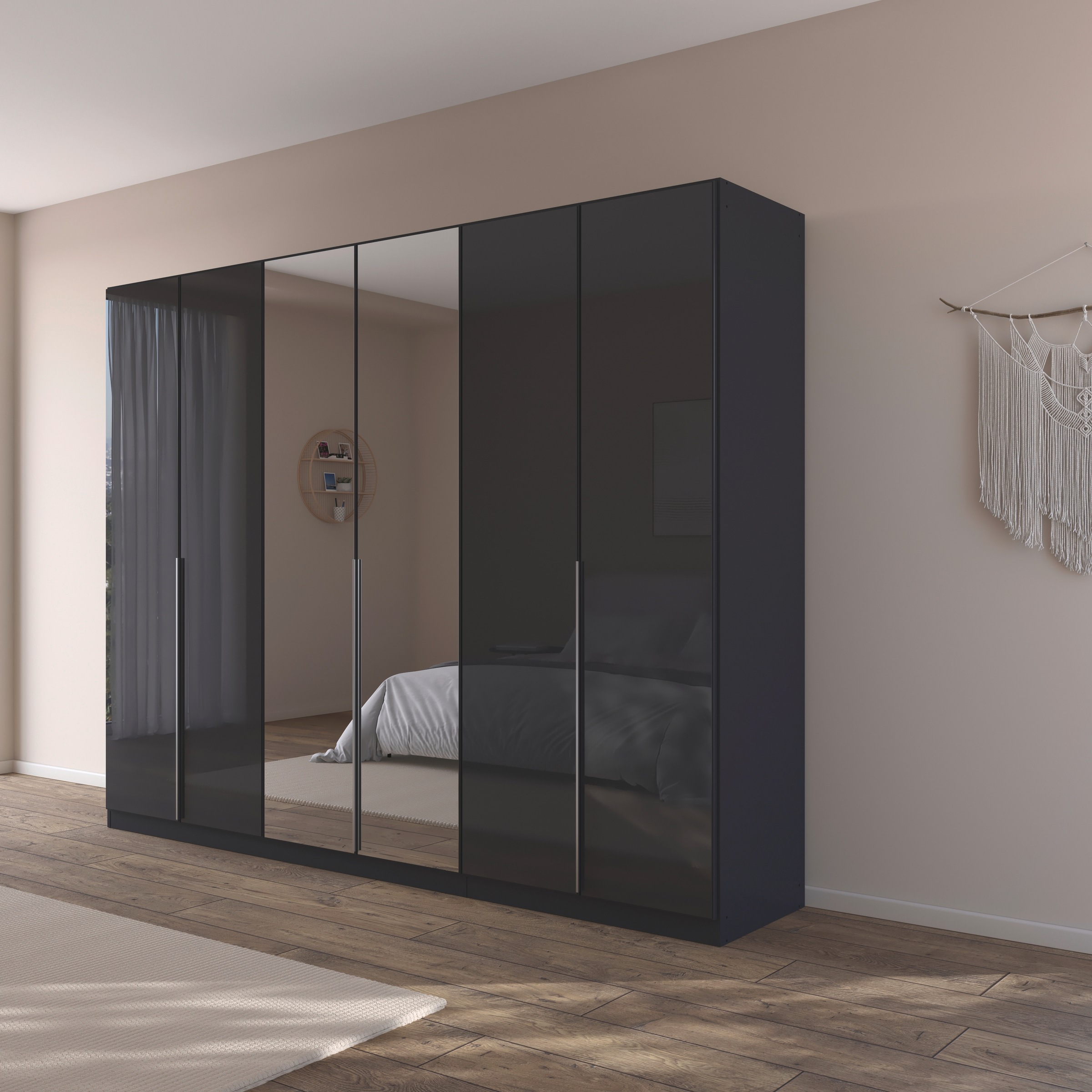 rauch Drehtürenschrank »Kleiderschrank Kleiderschränke Schrank Garderobe AGORDO mit Glasfront«, (in zwei Griff-Farben), durchdachte Innenausstattung, in 6 Breiten und 2 Höhen MADE IN GERMANY