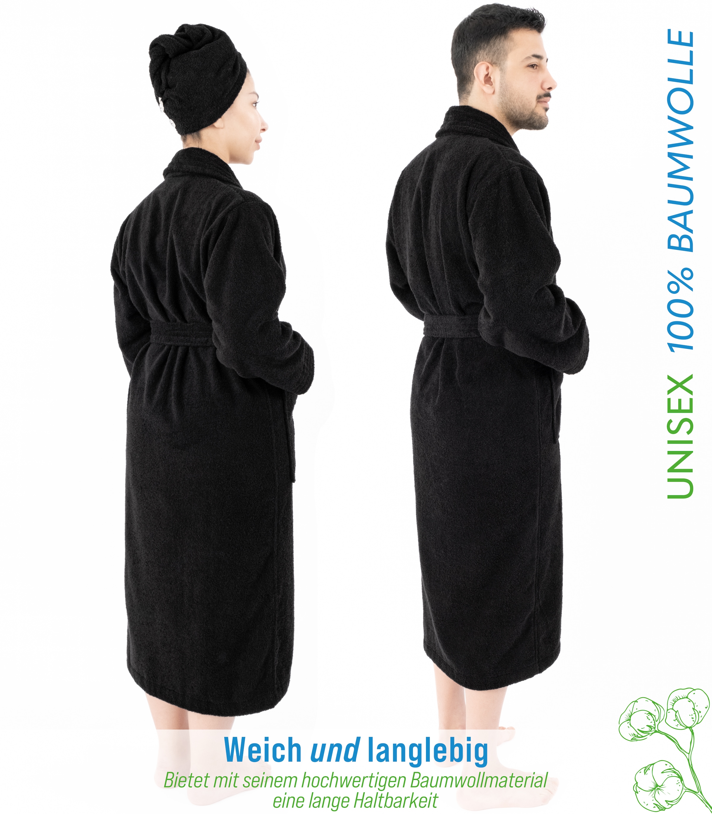 HAMMETEX Bademantel »Bademantel 100% Baumwolle Unisex, 400 GSM, Weich & Saugfähig«, (Packung), ideal für Sauna & Spa, Hotelbademantel, Morgenmantel