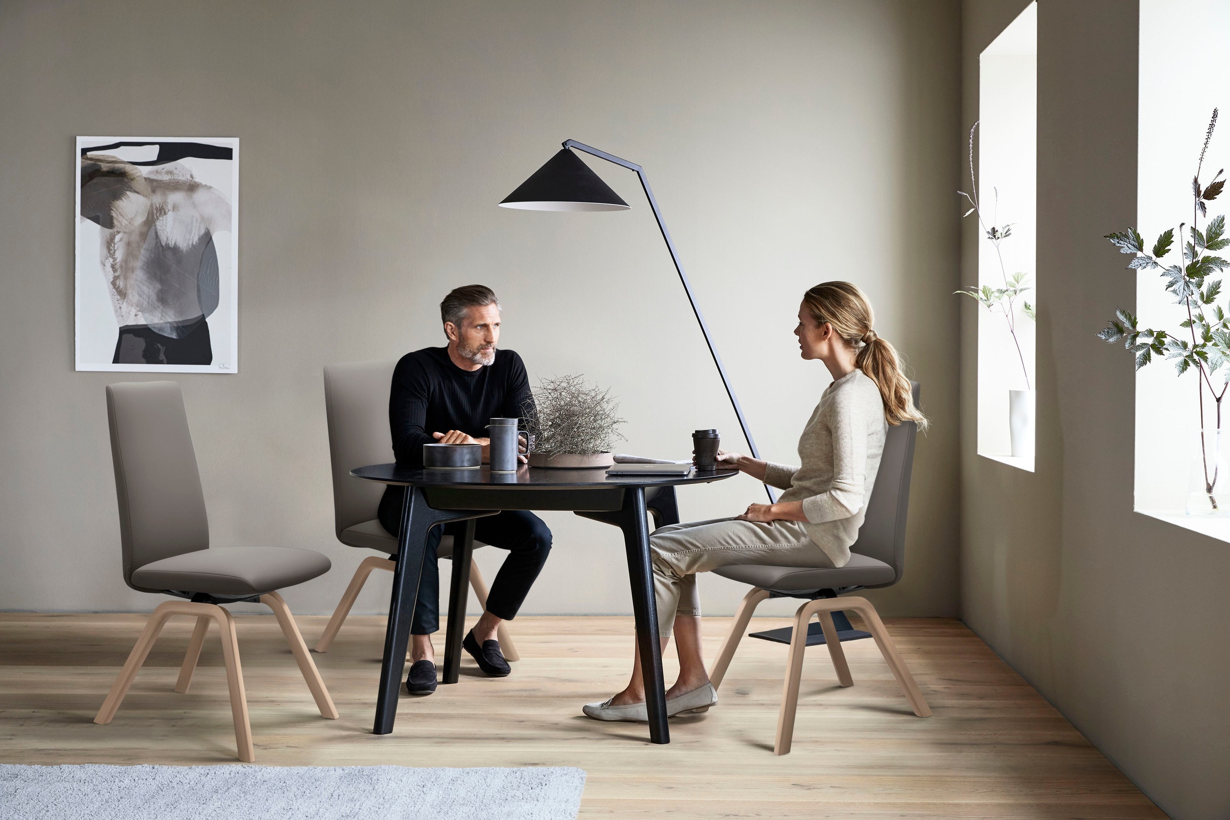 Stressless® Polsterstuhl »Laurel«, Leder PALOMA, High Back, Größe M, mit schräggestellten Beinen in Eiche natur