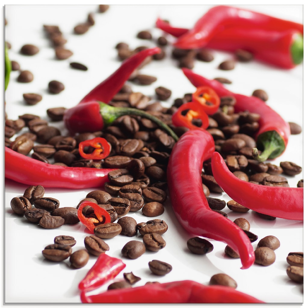 Artland Glasbild »Frische Chili auf Kaffee«, Lebensmittel, (1 St.)