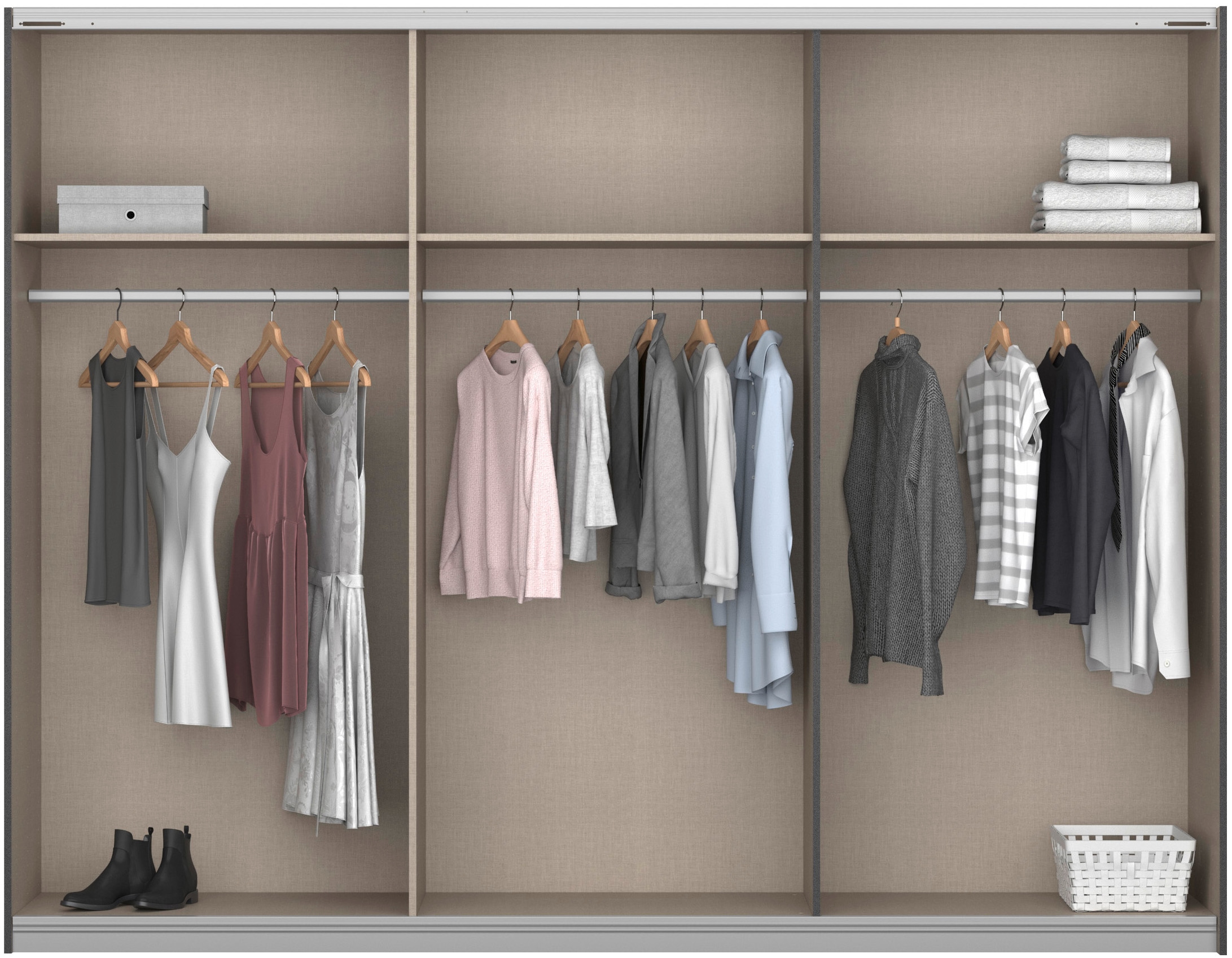 rauch Schwebetürenschrank »Kleiderschrank Schrank Garderobe BARCELONA«, in modernem Farbmix mit viel Stauraum MADE IN GERMANY