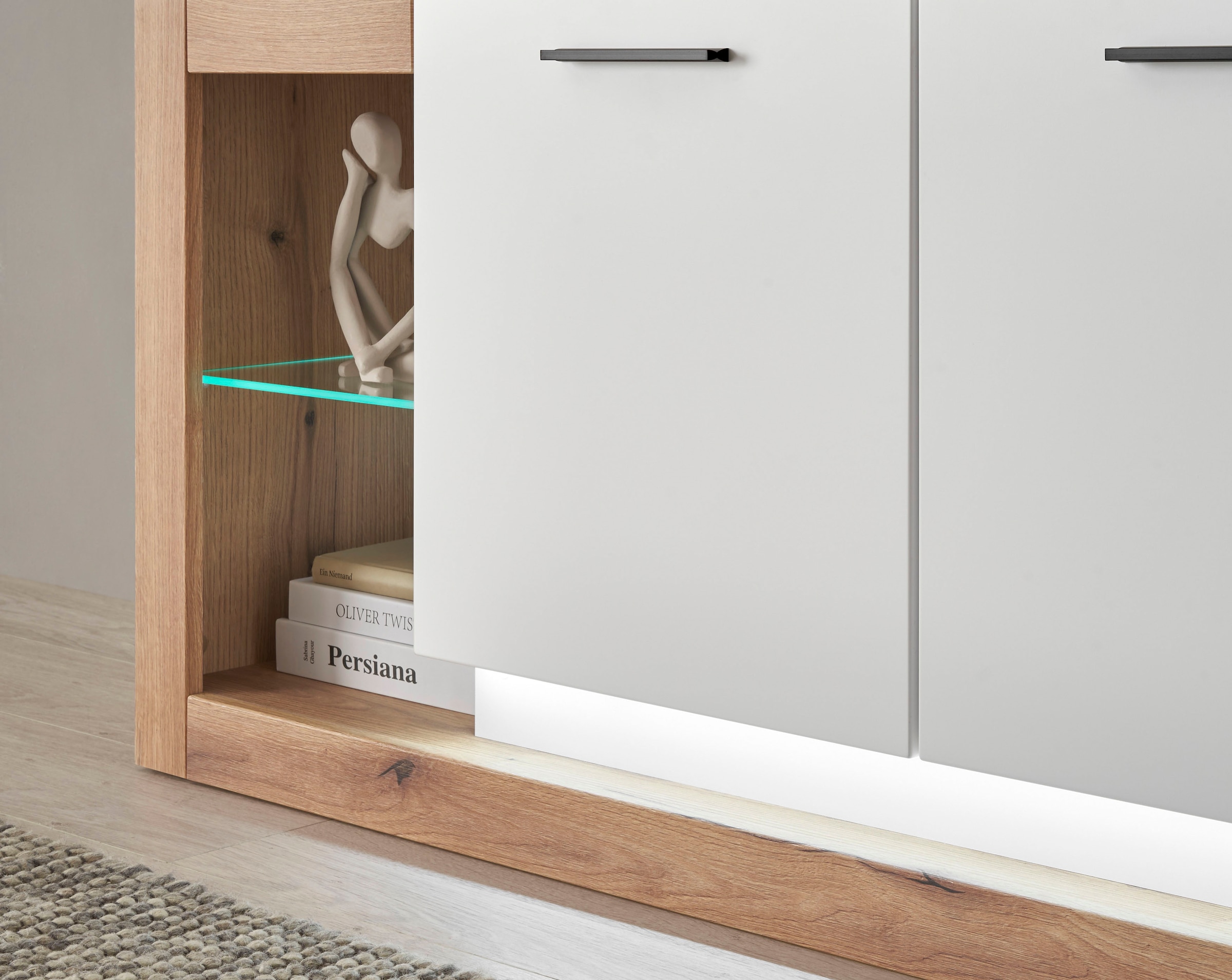 INOSIGN Lowboard »Brixen, moderner TV-Schrank, Kommode in Eiche Evoke Dekor mit Weiß«, Metallgriffe, ausreichend Stauraum, vielseitig einsetzbar