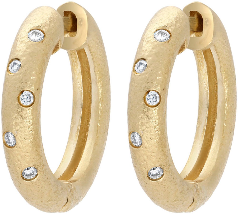 Firetti Paar Creolen »Schmuck Geschenk Gold 585 Ohrschmuck Ohrringe Sternenhimmel«