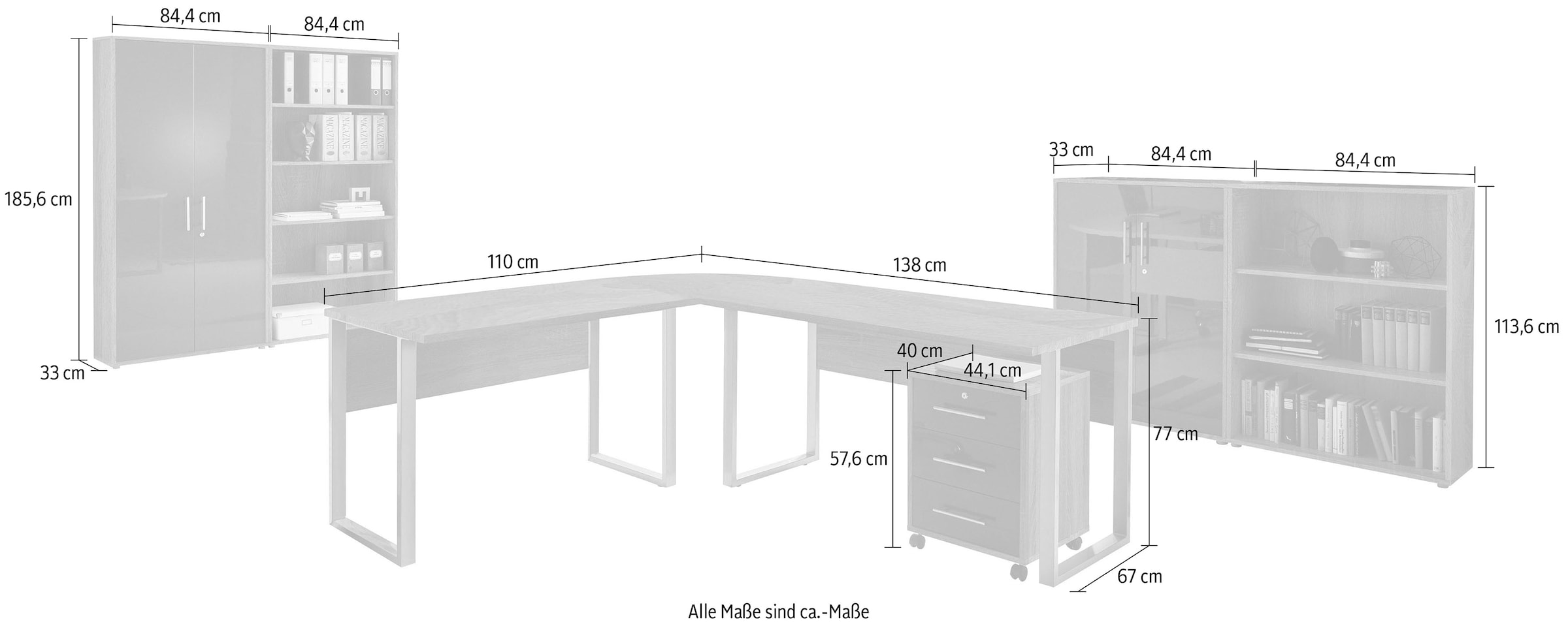 BMG Möbel Büromöbel-Set »Tabor Office«, (Set, 8 tlg.)