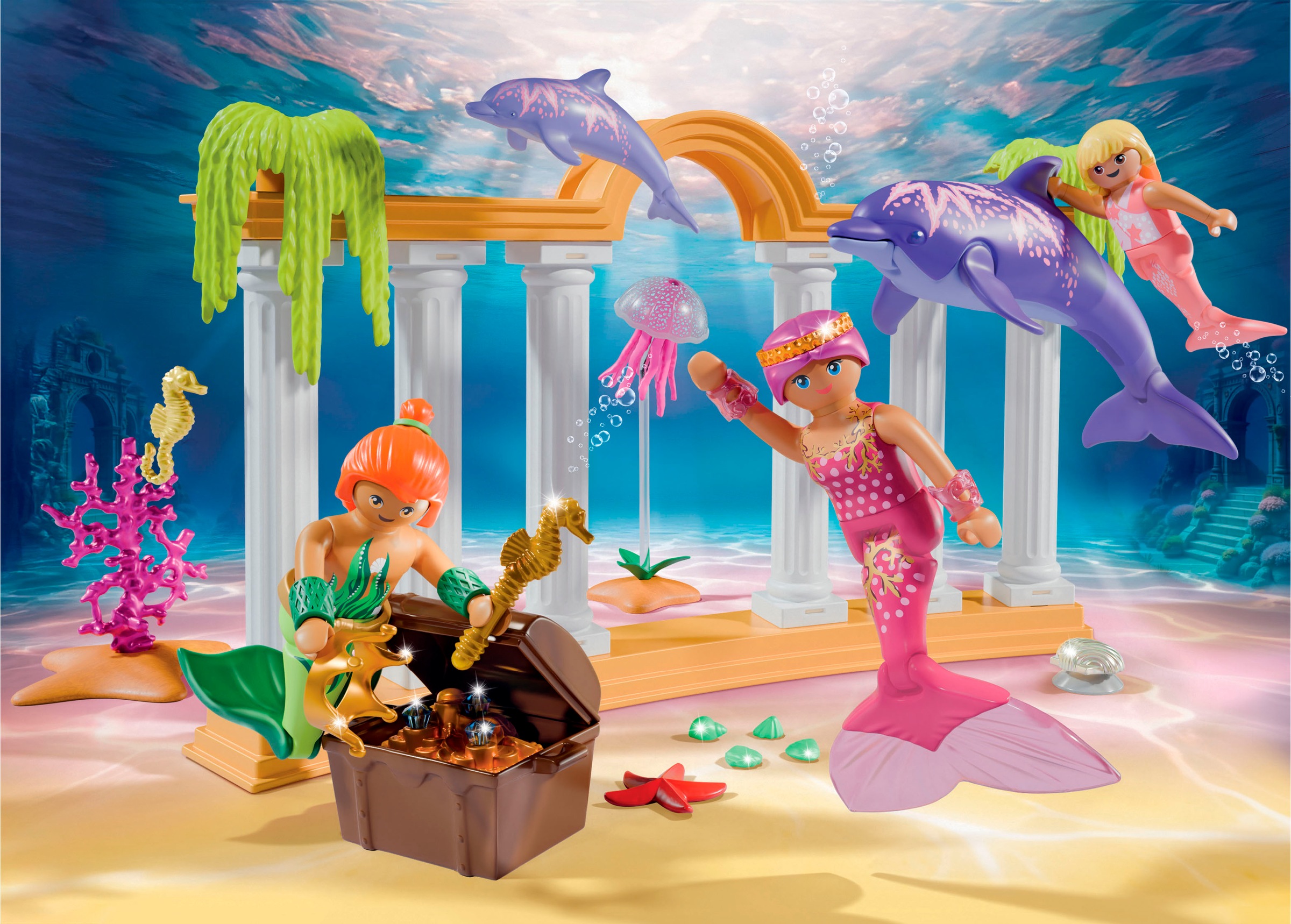Playmobil® Konstruktions-Spielset »Meerjungfrauen-Schatz mit Delfinen (71861), Princess Magic«, (49 St.), Made in Europe