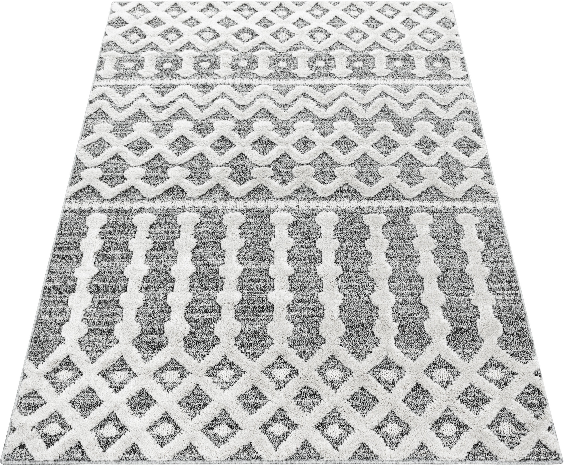 Ayyildiz Teppiche Teppich »PISA 4710«, rechteckig, 20 mm Höhe, Läufer, rund, Hoch Tief Struktur, Wohnzimmer,Schlafzimmer