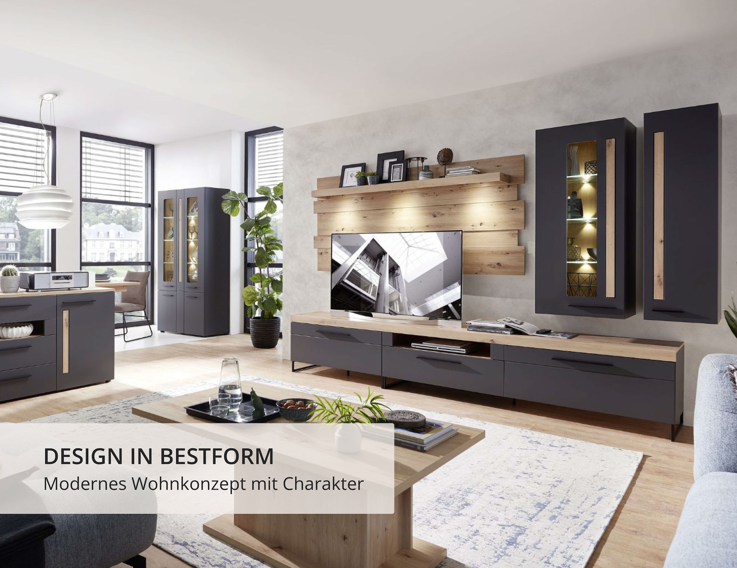 Innostyle Wohnwand »Loft Two, TOPSELLER!«, (5 St., TV-Wand), inkl. LED-Beleuchtung