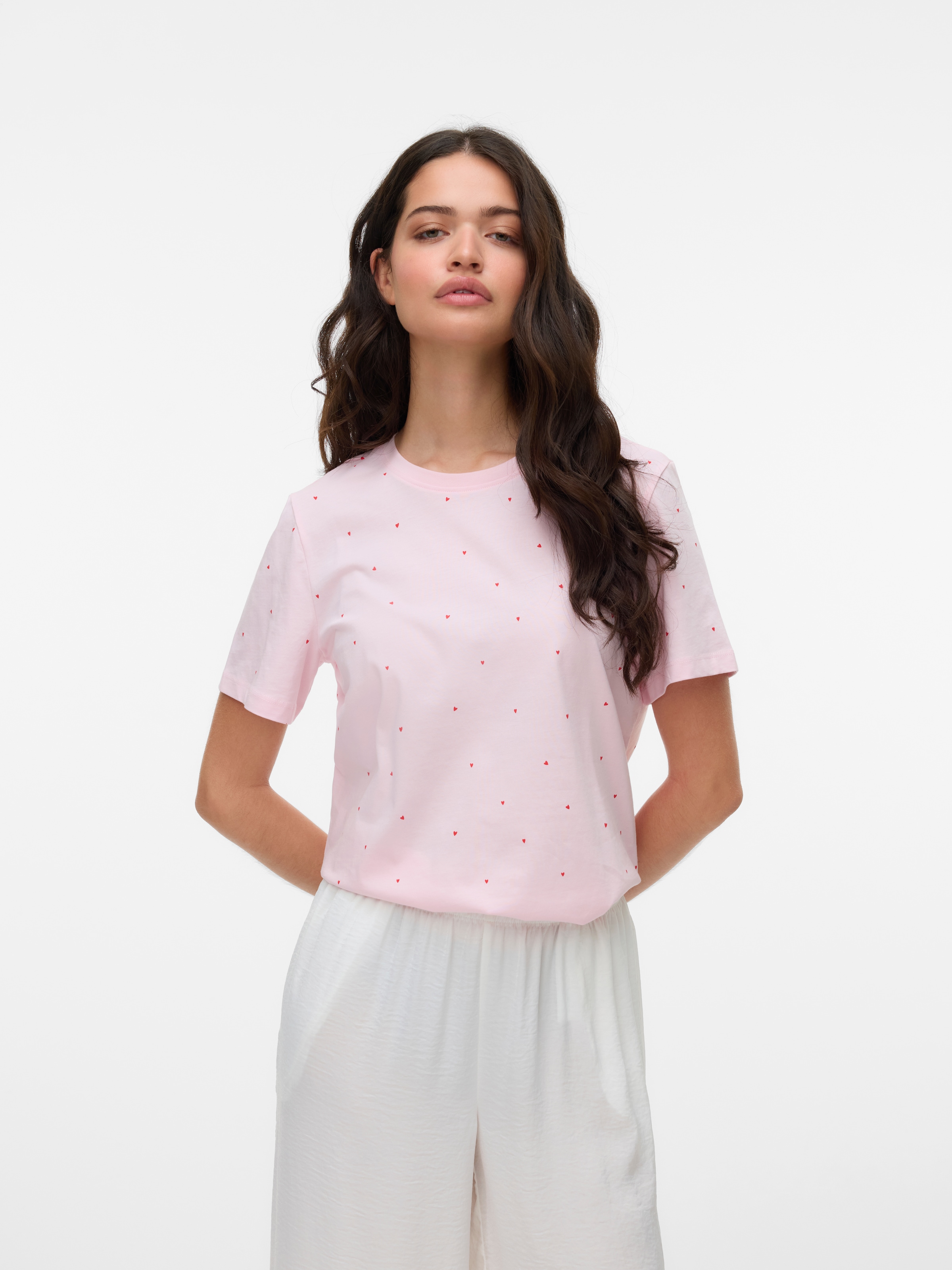 Vero Moda Kurzarmshirt »VMPAULINA AOP SS T-SHIRT GA JRS NOOS« Baumwolle, regular fit