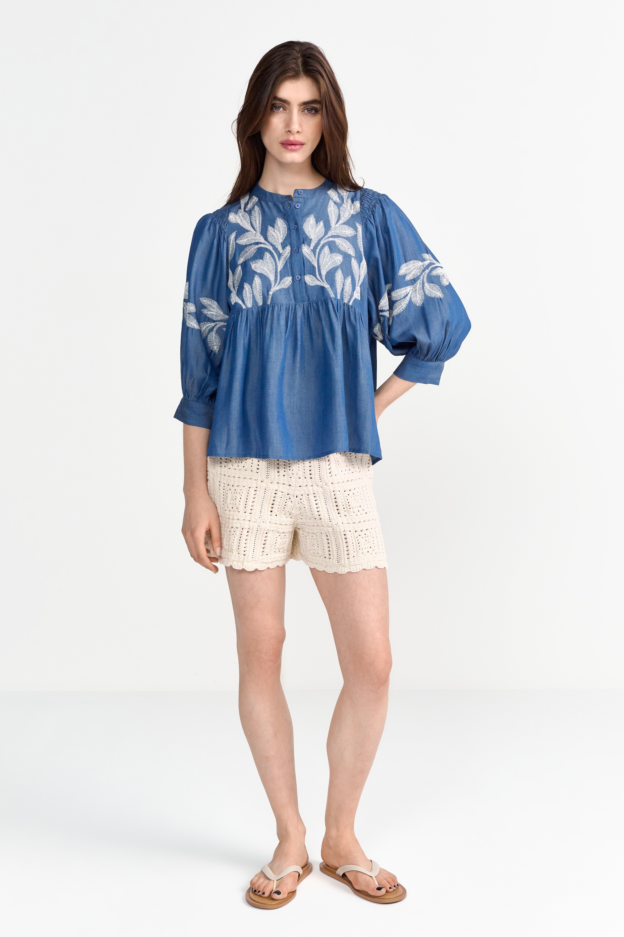 RICHROYAL Langarmbluse Mit Rundhalsausschnitt mit Stehkragen