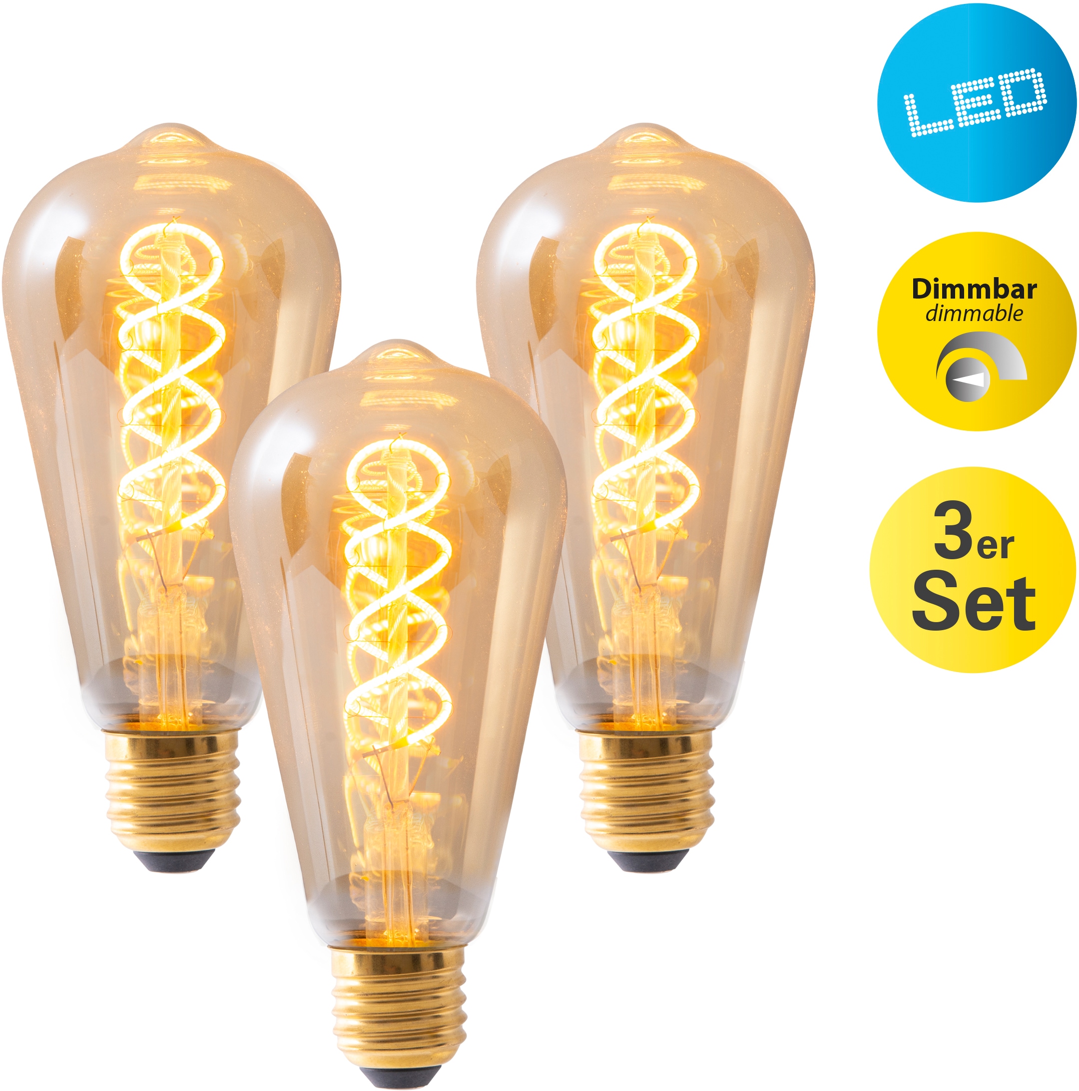 NÄVE LED-Leuchtmittel "Dilly" gelb (amber), L:14,6cm Ø:6,4cm, Leuchtmittel, Retro Leuchtmittel Filament, LED-Leuchtmittel