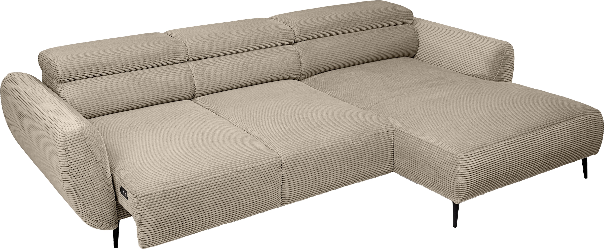 WERK2 Ecksofa »Alisson 277 x 174 cm modern & bequem, bodenfrei, Multifunktionen« Cord, L-Form, XXL, elektrische Sitztiefenverstellung, Schlaffunktion