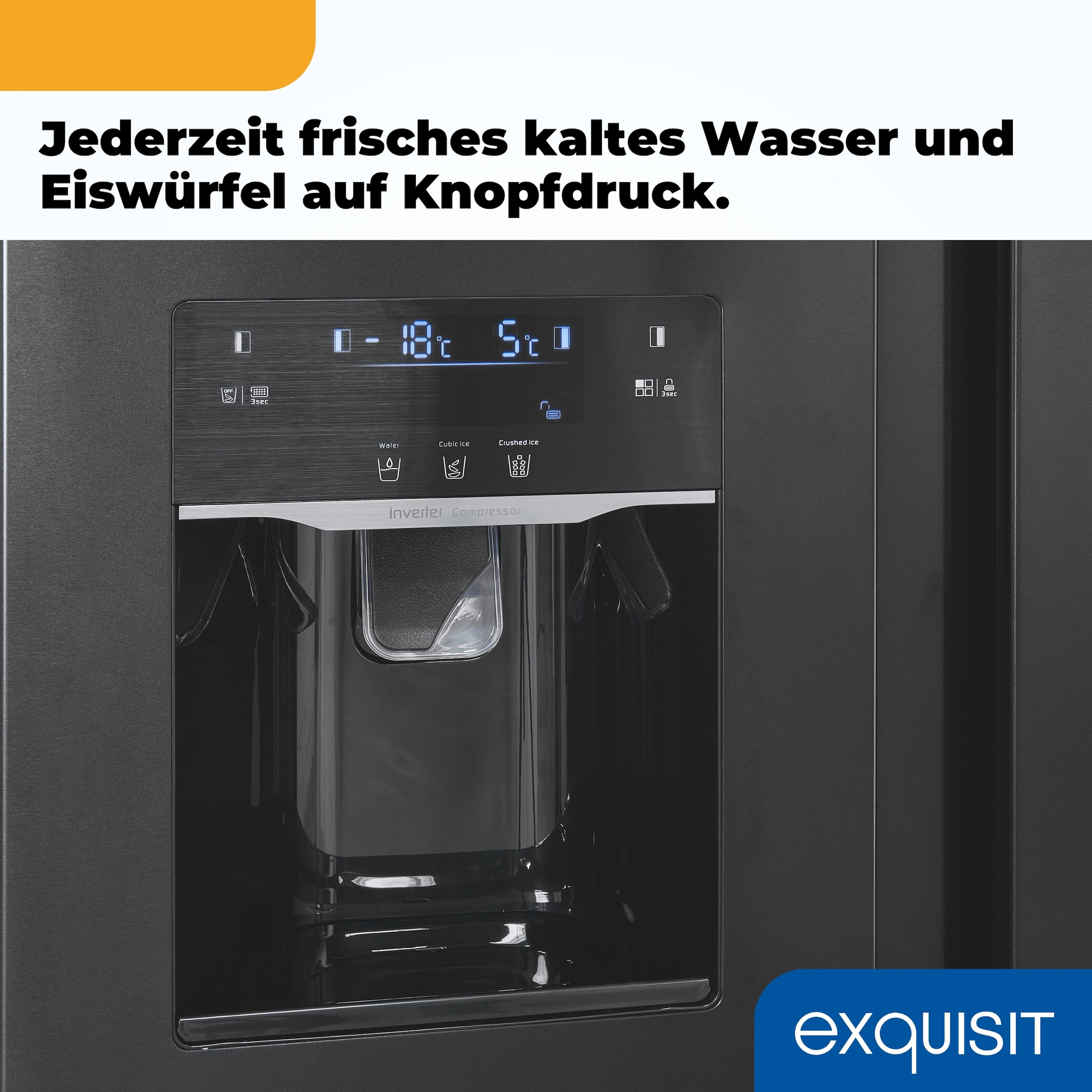 exquisit Side-by-Side SBS520-CF-040E inoxlook-az »SBS520-CF-040E inoxlook-az« 177,5 cm hoch 91 cm breit