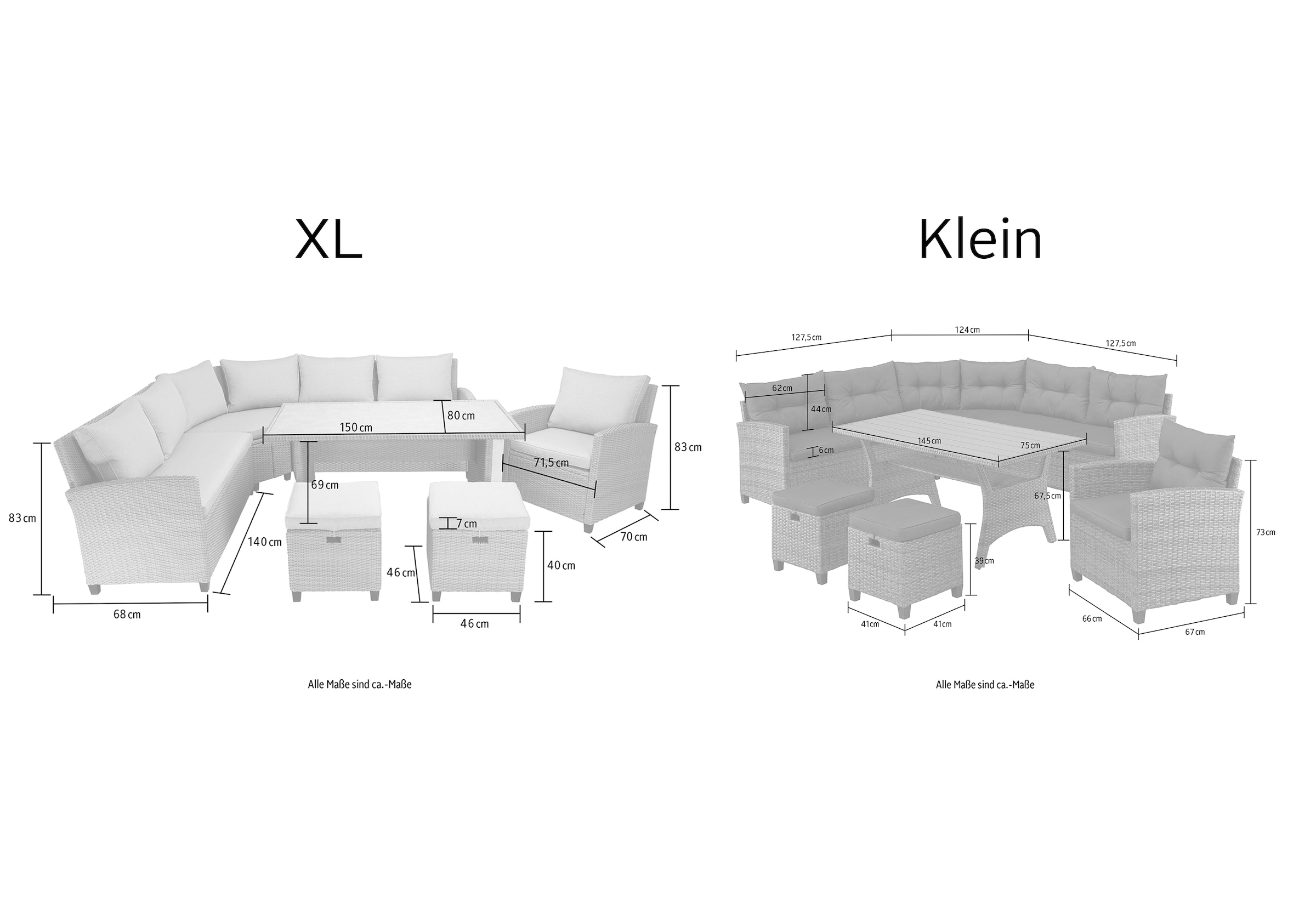 KONIFERA Gartenlounge-Set »Keros Premium XL« Set, 2x 2er Sofa, 1x Ecke, 1x Sessel, 2x Hocker, 1x Tisch, 20 tlg. tlg. bestehend aus 3 Sofas, 1 Sessel, 2 Hocker, 14 Sitzauflagen, 1 Tisch