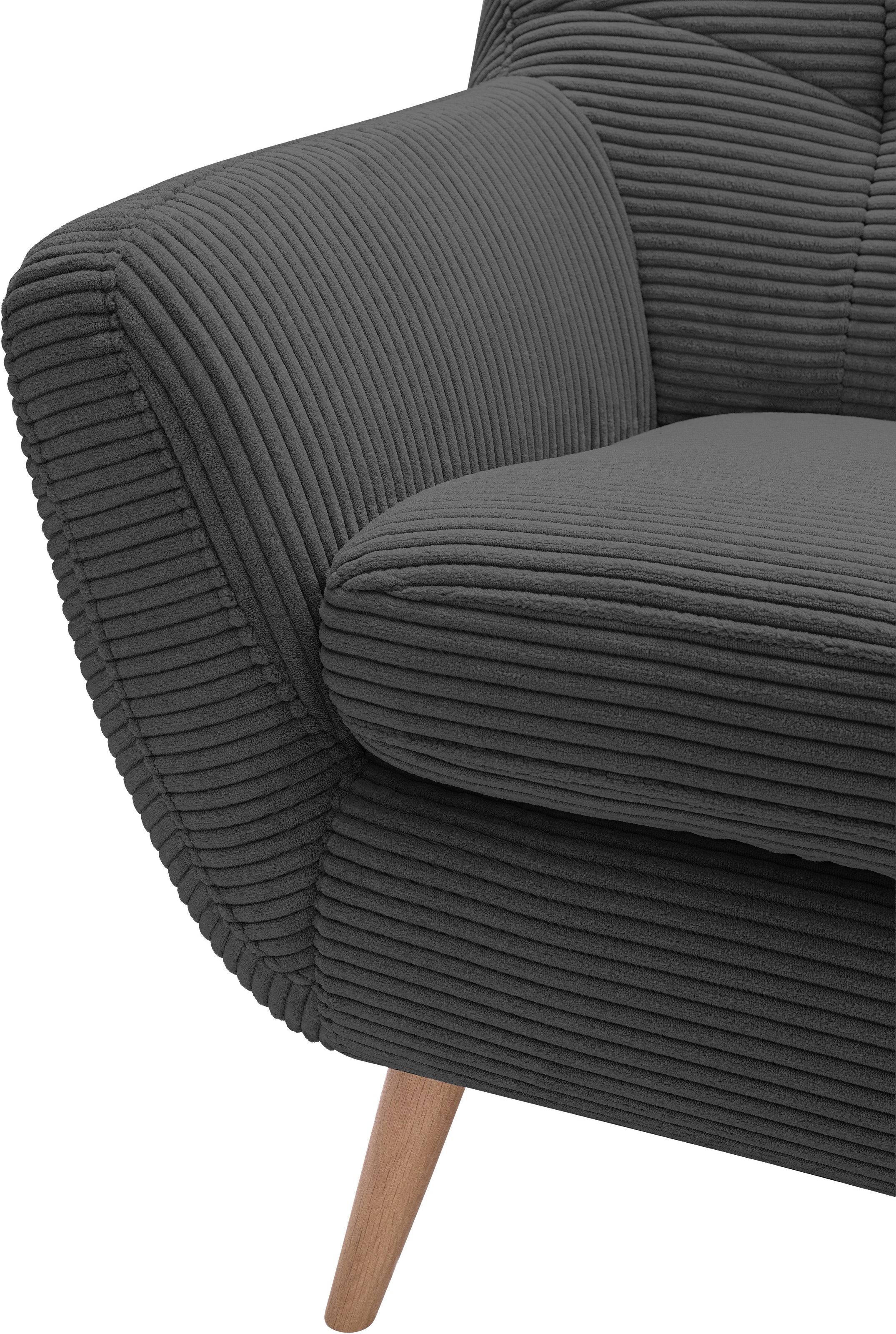 exxpo - sofa fashion Sessel »Scandi, Loungesessel mit tollem Sitzkomfort, hochwertige Polsterung«, bequem, hohe Holzfüße
