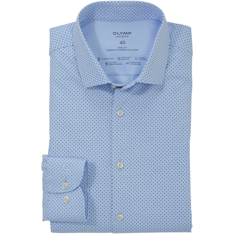 OLYMP Businesshemd »Level Five 24/Seven body fit« bleu 44 - N-Gr N-Gr 44 Pflegeleicht und komfortabel: Baumwollmischung für ein weiches Hautgefühl
