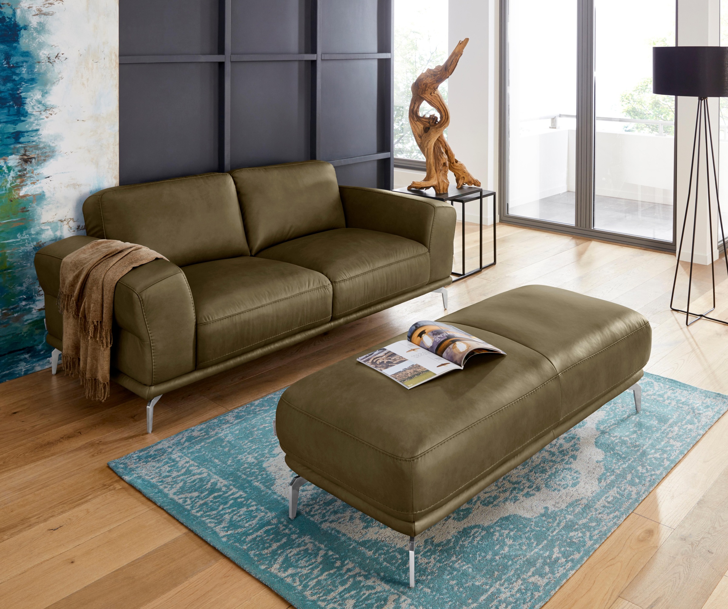 W.SCHILLIG Hocker »montanaa«, mit Metallfüßen in Chrom glänzend, Breite 141 cm