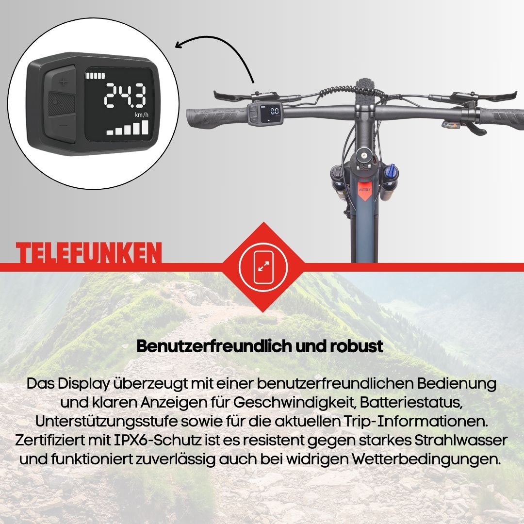 Telefunken E-Bike »Aufsteiger M936«, 8 Gang, Shimano, Altus, Heckmotor 250 W, Pedelec, Elektrofahrrad, Damen, Herren, MTB, Fully