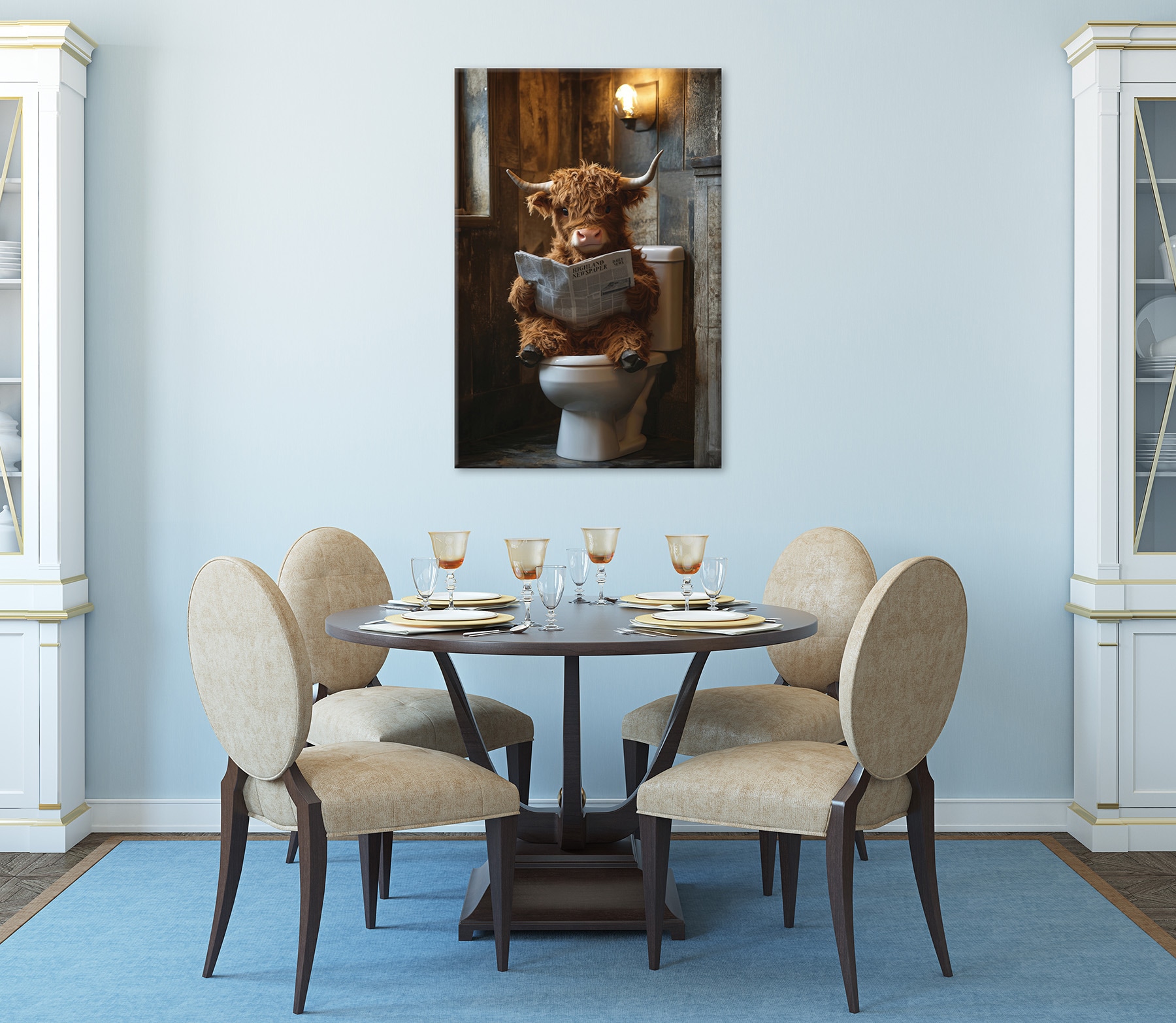 Bönninghoff Leinwandbild »Wandbild HIGHLAND NEWS 60x90 cm – Leinwandbild Keilrahmen Deko modern« Hochlandrind | Humor | Kuh | Kuhbilder | Kühe | Tiere 1 Stk. tlg. auf Keilrahmen gespannt