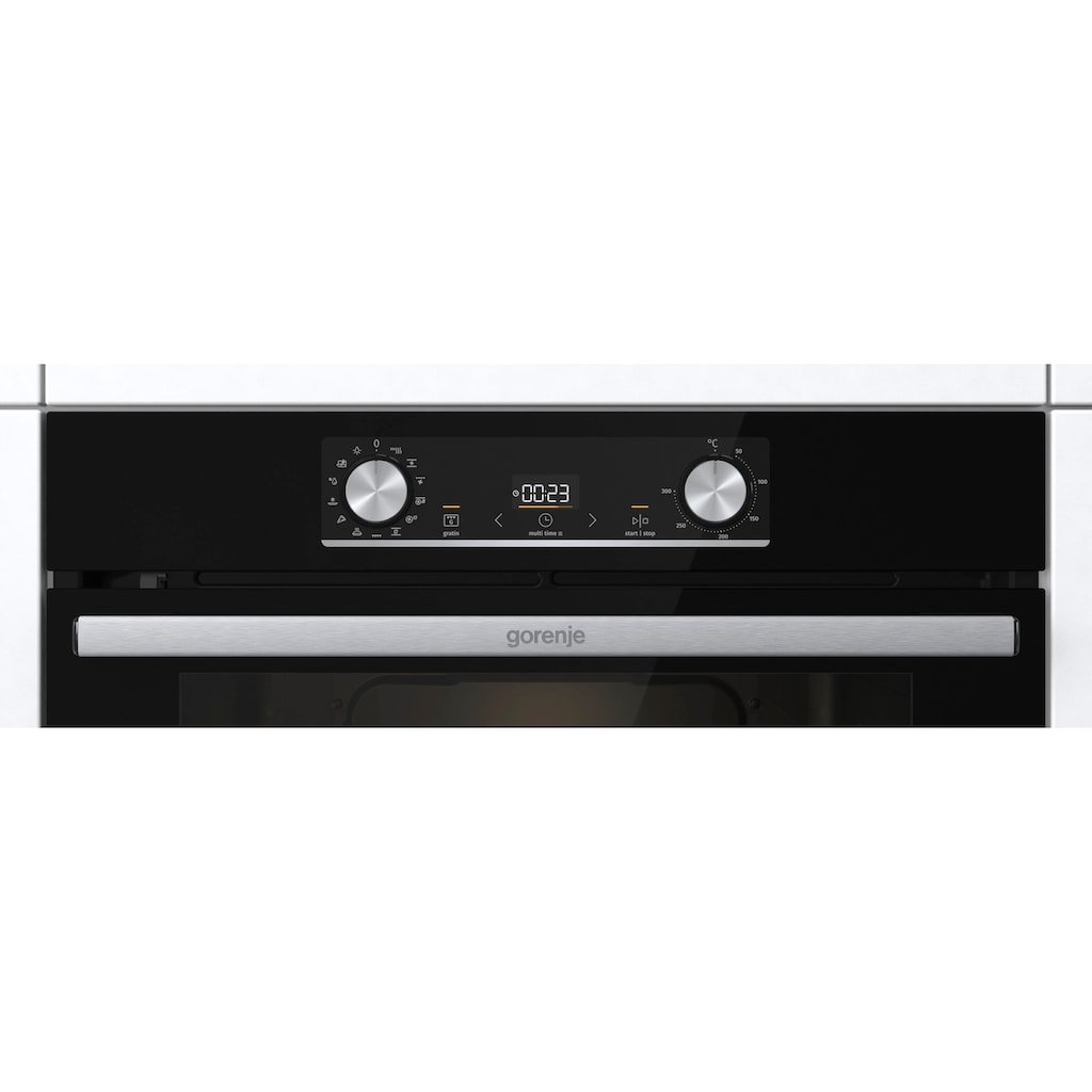 GORENJE Backofen-Set »Black/Steel Steam Pyro Set«, BPSX6737E06BG, mit 1-fach-Teleskopauszug, Pyrolyse-Selbstreinigung, (Set)