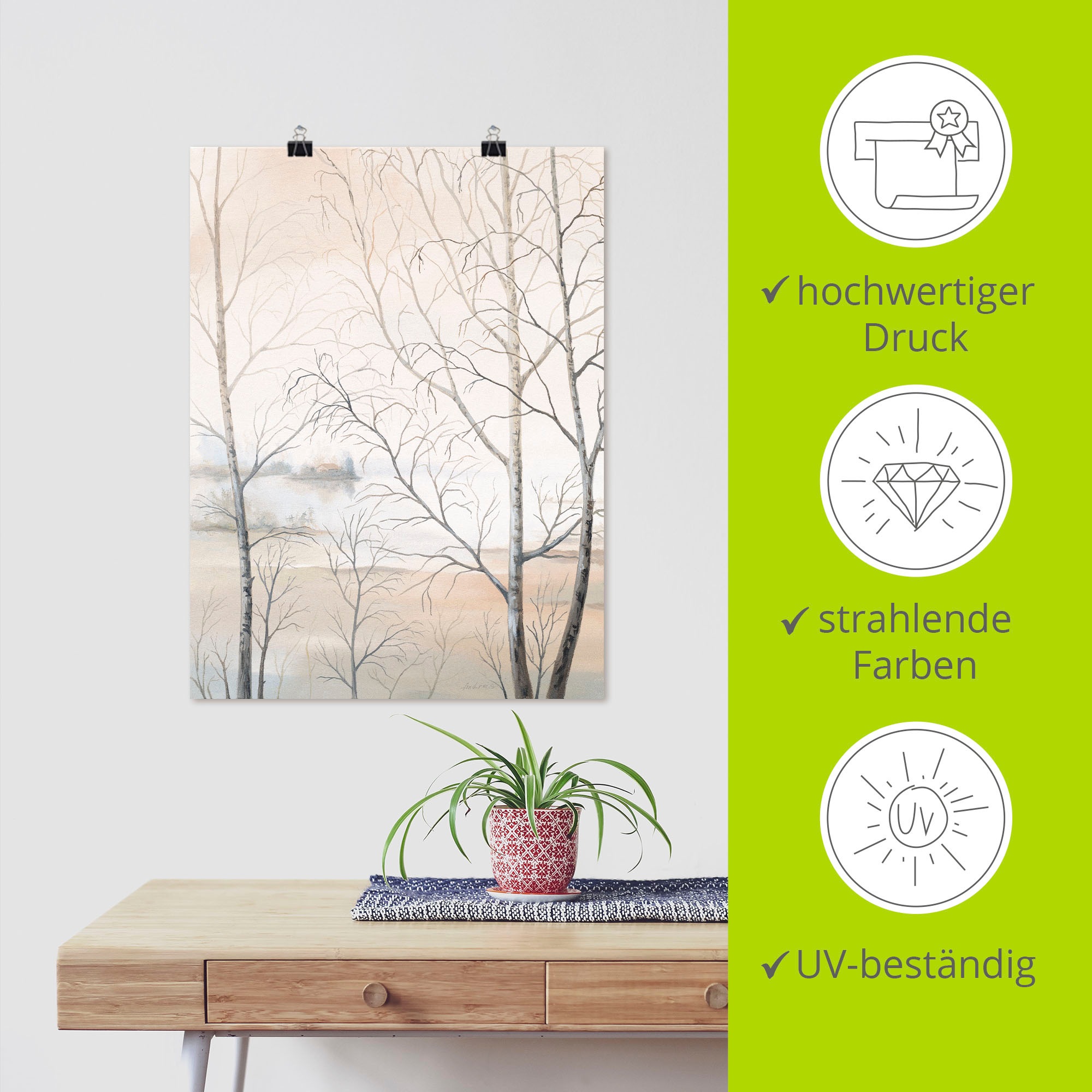 Artland Wandbild »Seeufer am Wald II«, Gewässer, (1 St.), als Leinwandbild, Poster, Wandaufkleber in verschied. Größen