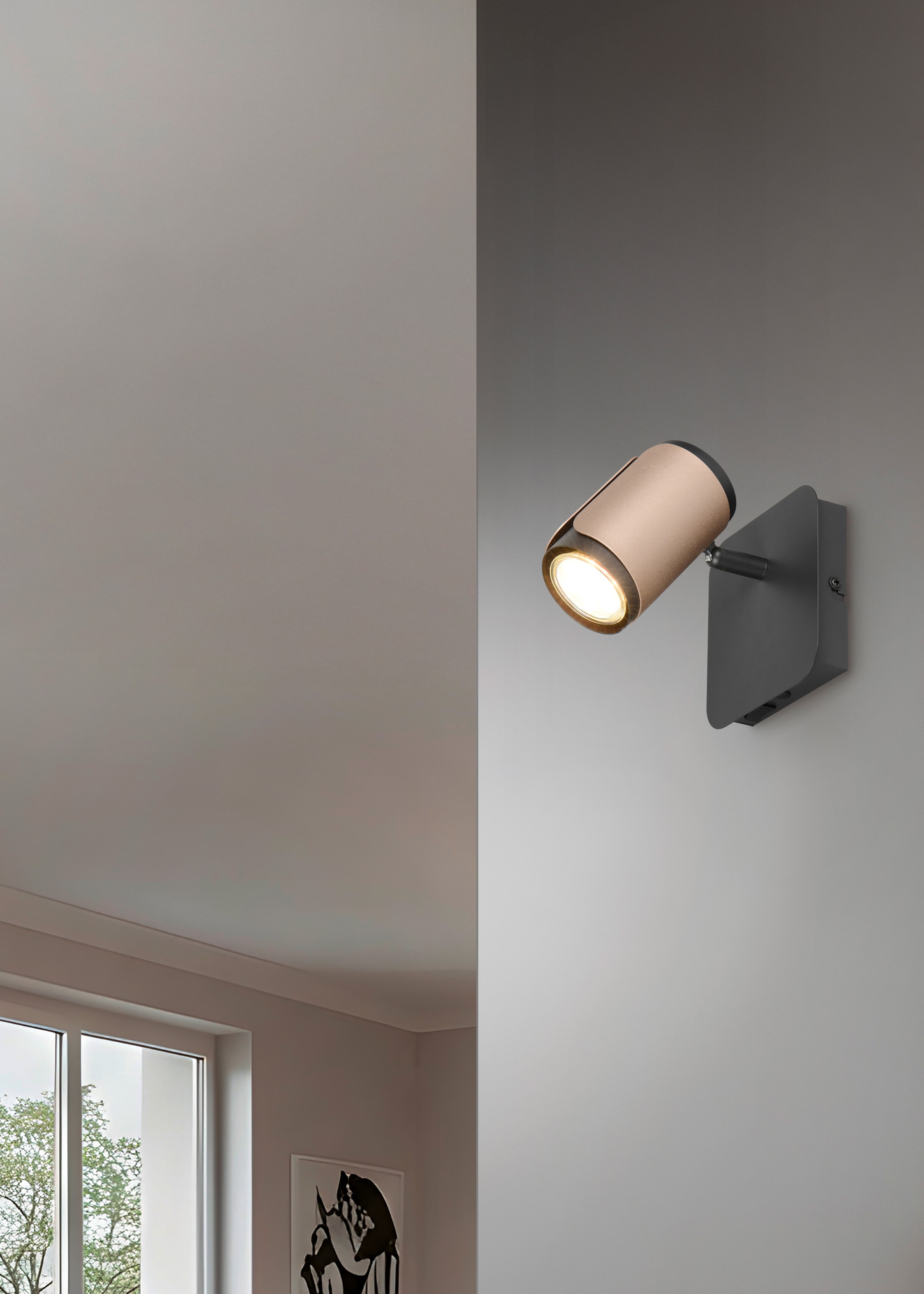 TRIO Leuchten Deckenstrahler »GILLAN, Spot 1-flammig, exkl 1x GU10 max 10W, 12x12x16,5 cm (B/H/T)«, 1 flammig, Leuchtmittel GU10 | Leuchtmittel wechselbar, als Wandstrahler oder Deckenstrahler montierbar, mit Kippschalter