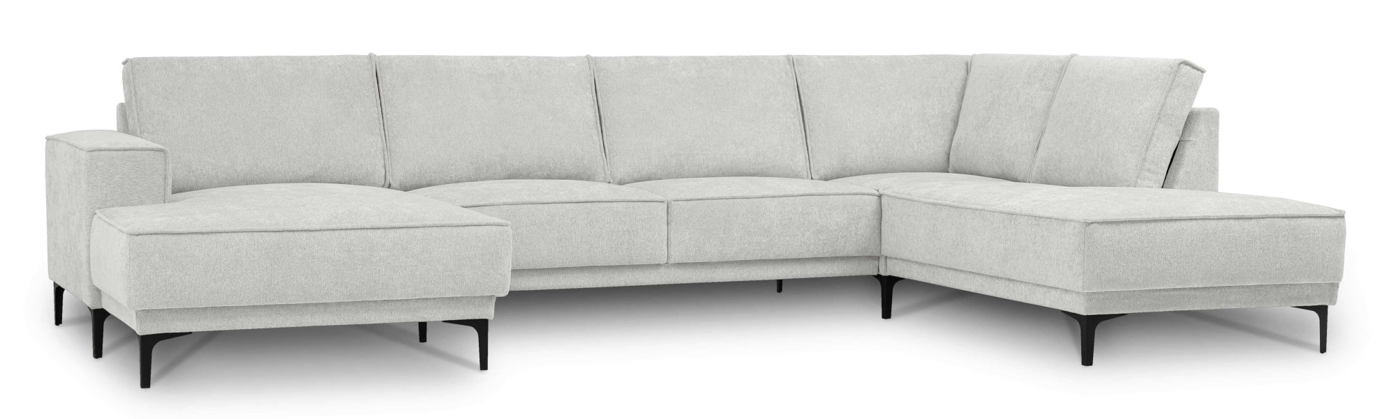 Places of Style Wohnlandschaft »XXL Sofa Oland, Struktur, Flachgewebe, Luxus-Microfaser, Boucle«, U-Form, 345 cm, Wellenunterfederung, Skandi-Design, Metallfüße
