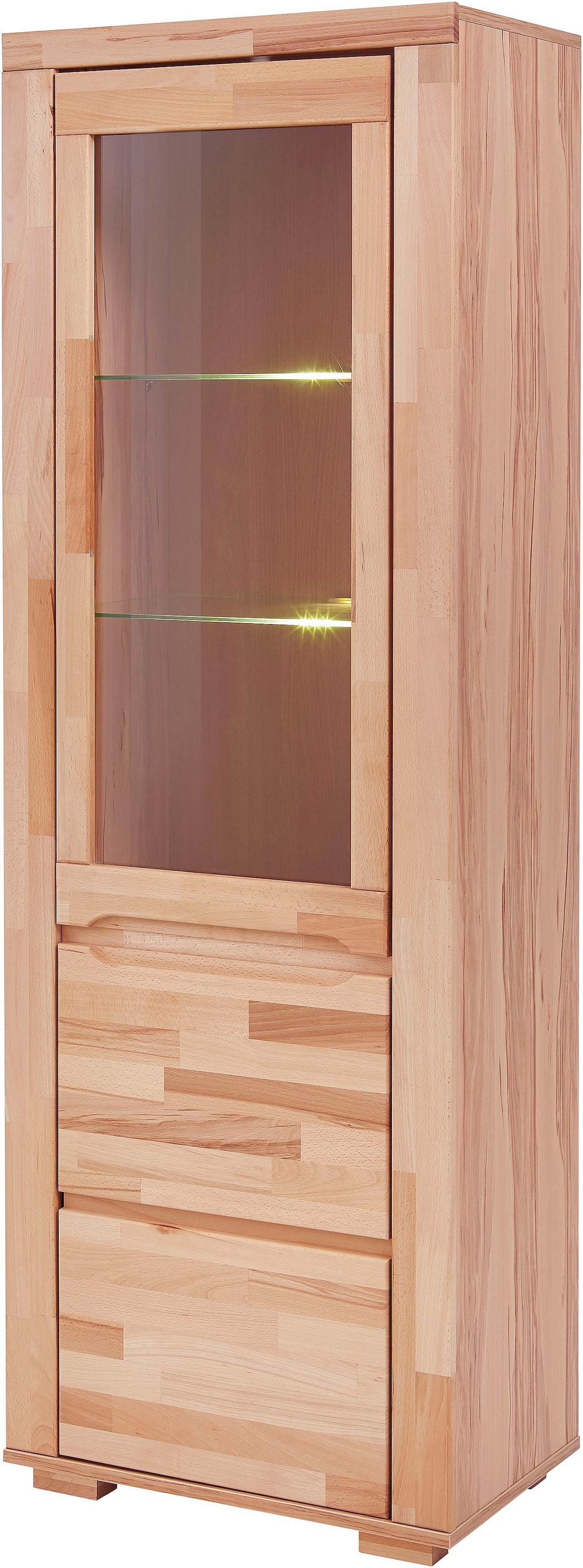 Home affaire Vitrine »DENIS75, 5 Fächer, Teilmassiv, 1 Tür mit Glaseinsatz, günstig online kaufen