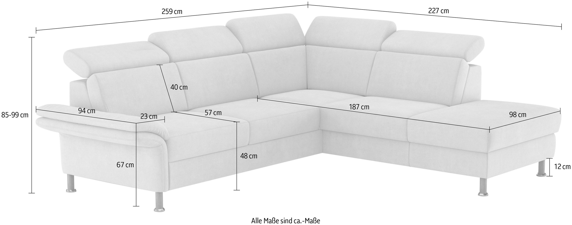 Home affaire Ecksofa »Calypso L-Form«, mit Relaxfunktion motorisch im Sofa 2,5- Sitzer