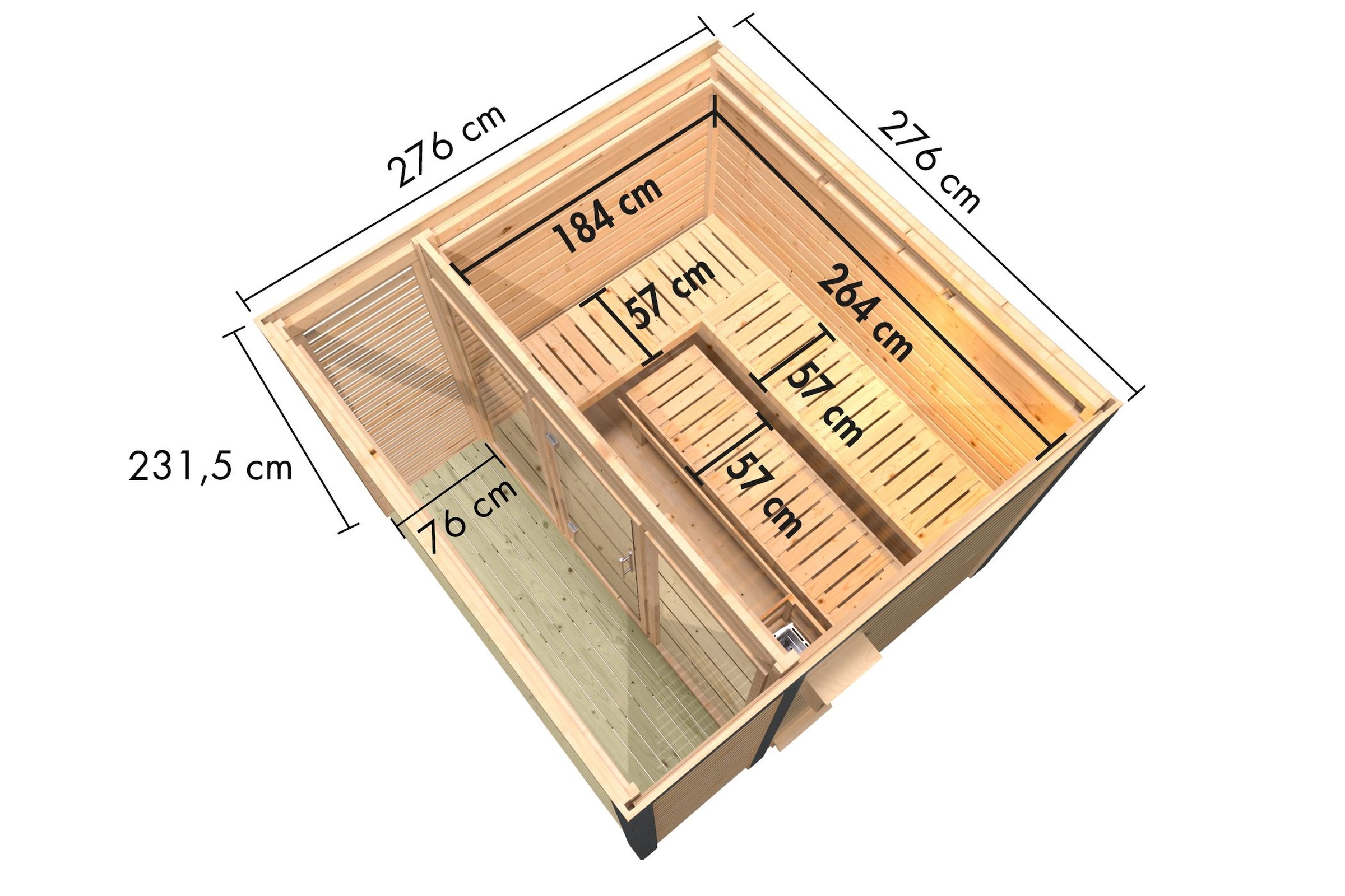 Karibu Saunahaus »"Adrian 3" anthrazit-graualuminium« Wände aus nordischer Fichte, Stahlecken und Stahl-Dachabschluss