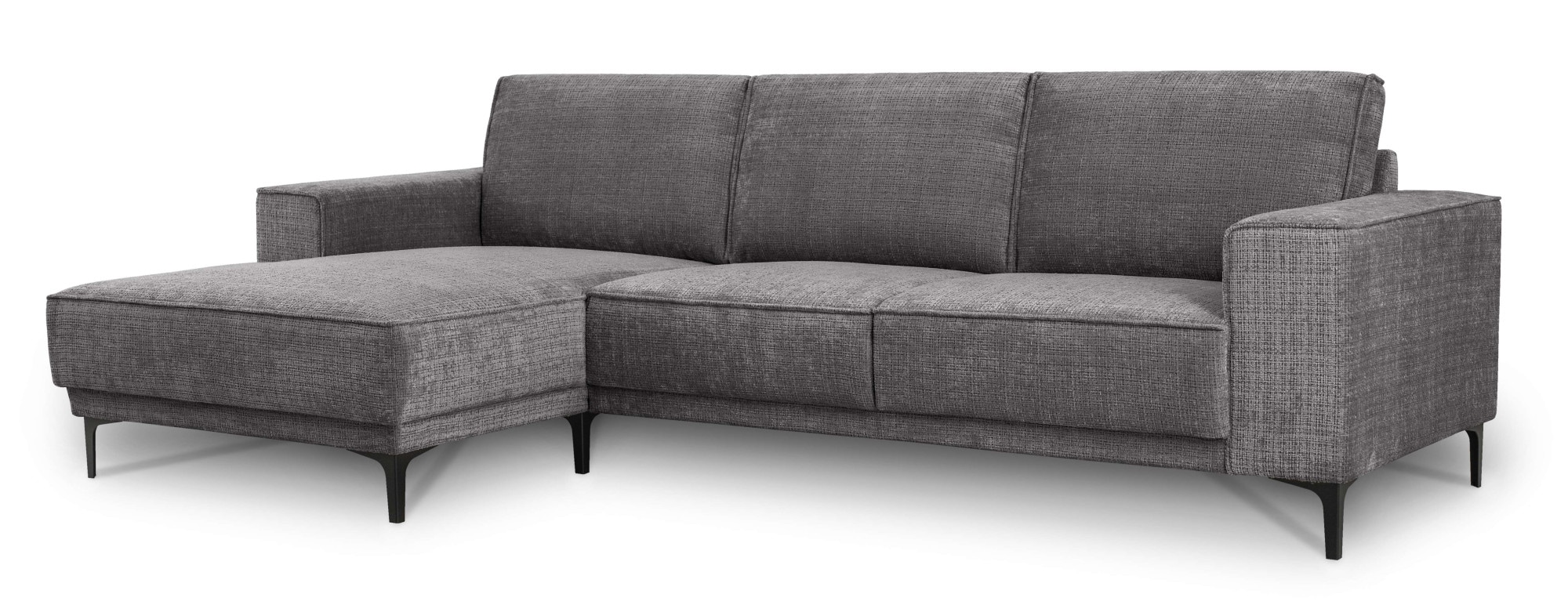 Places of Style Ecksofa »Polsterecke Oland, Struktur, Flachgewebe, Luxus-Microfaser, Boucle«, L-Form, 280 cm, Wellenunterfederung, Skandi-Design, Metallfüße