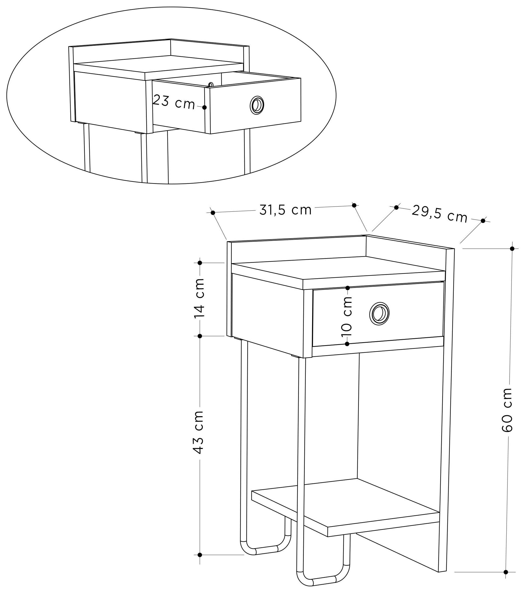 Decortie Nachttisch »SIRIUS NACHTTISCH RECHTS MODUL«, (Packung, 1 St.), Leichte Montage, Lagerung, Platzsparend