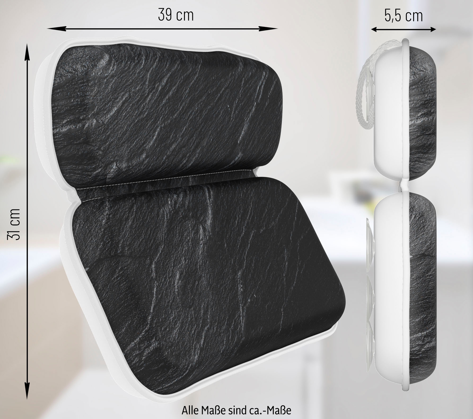 Sanilo Nackenkissen »Badewannenkissen Granit«, bequem, rutschfest, kräftige Farben, mit 7 starken Saugnäpfen