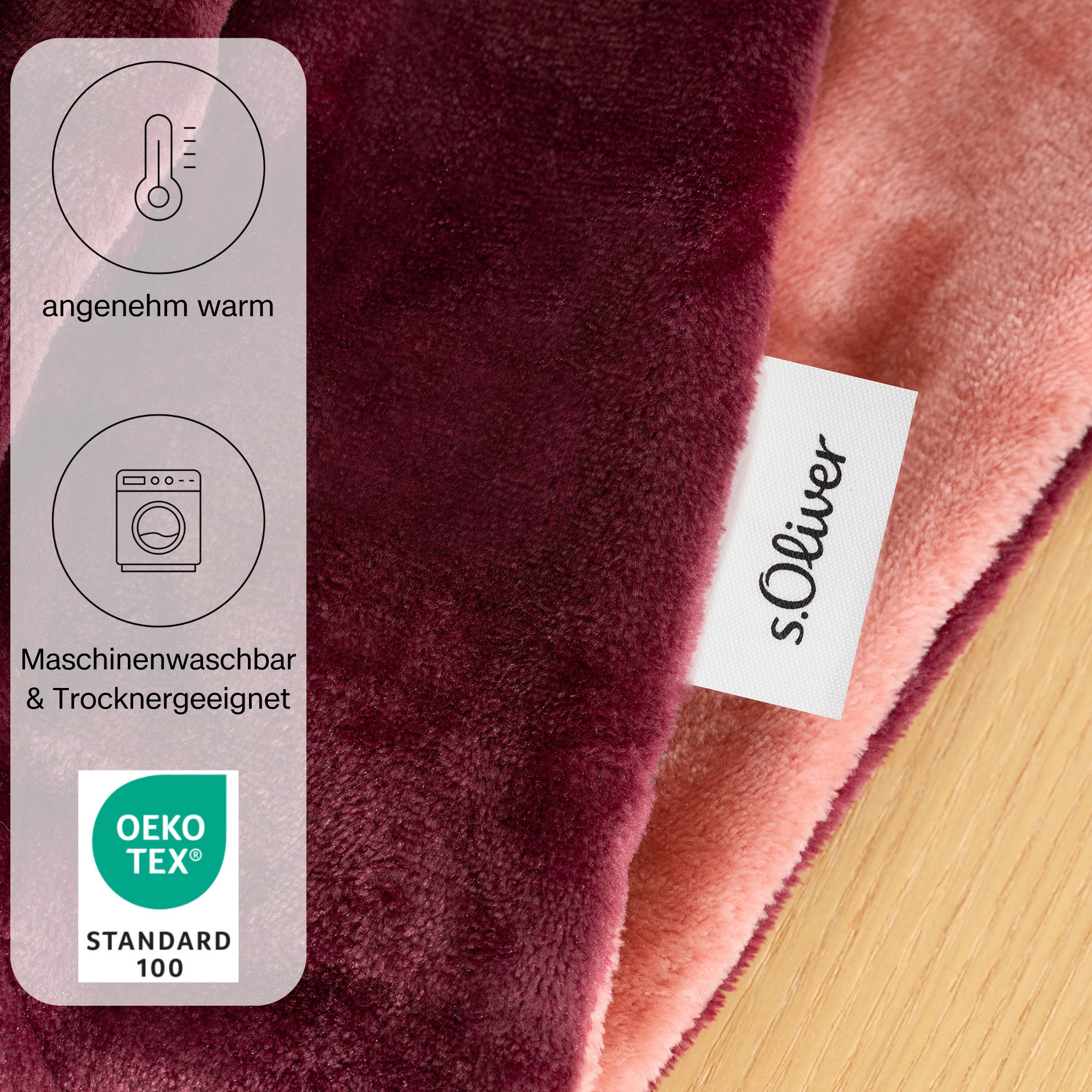 s.Oliver Wohndecke »Doublesoft, Kuscheldecke, Deal, Kissen geschenkt!« Kuscheldecke 150x200 cm, GRATIS-Zugabe:2x Kissenhülle (Reißverschluss)