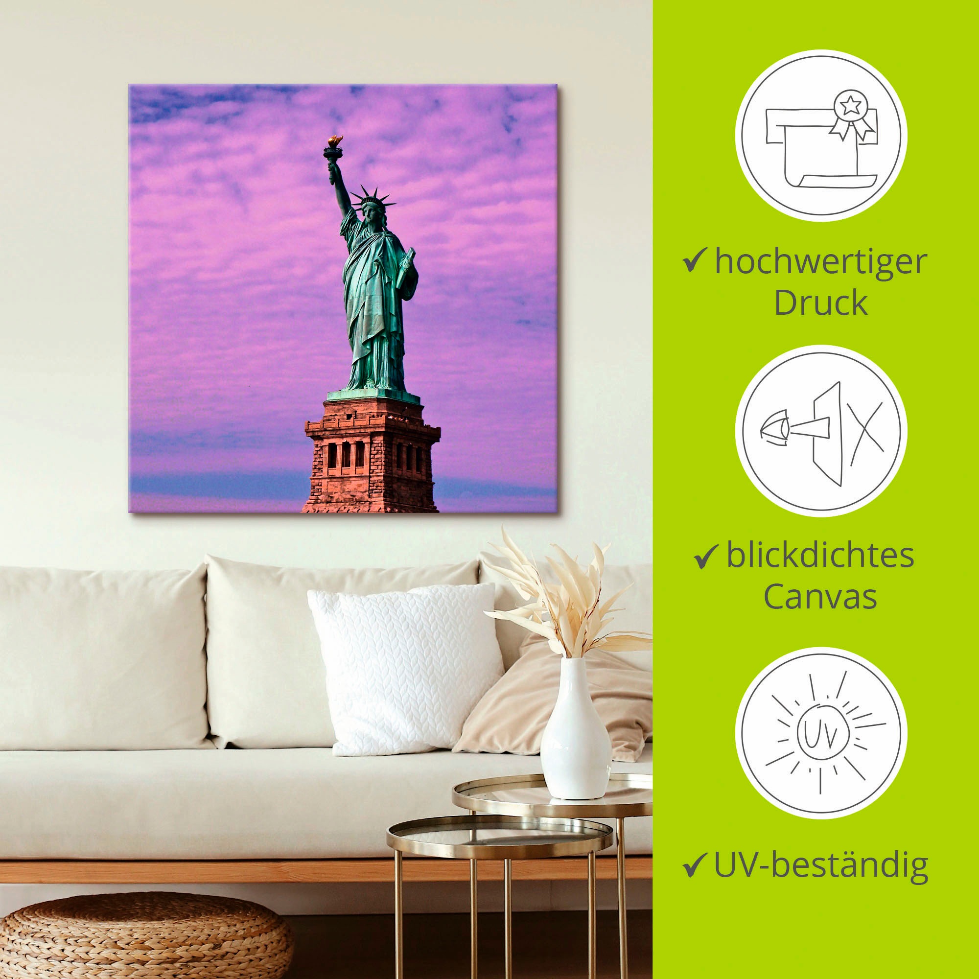 Artland Wandbild »Freiheitsstatue«, Amerika, (1 St.), als Leinwandbild, Poster in verschied. Größen
