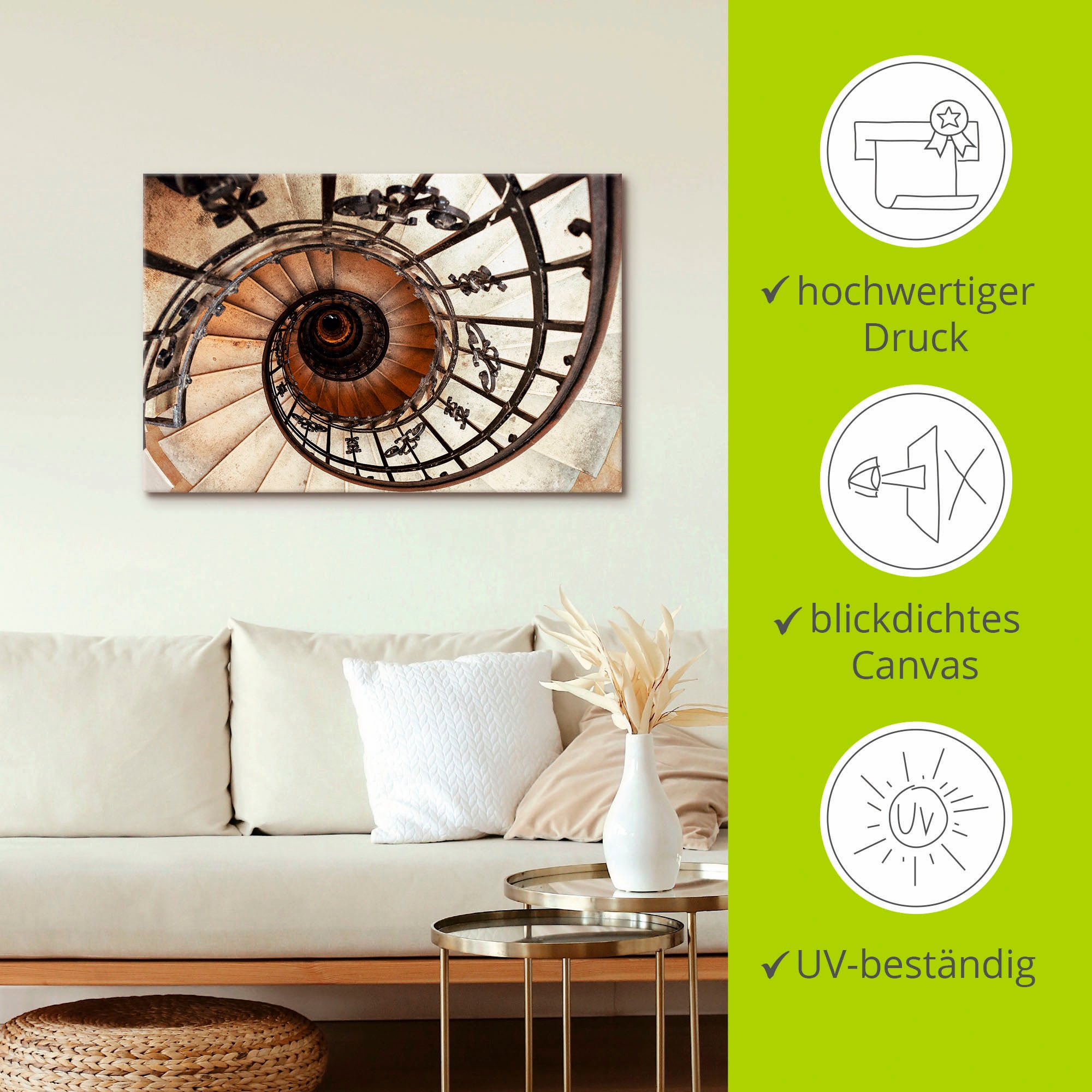 Artland Wandbild »Treppe« Architektonische Elemente 1 Stk. tlg. auf Holzrahmen gespannt