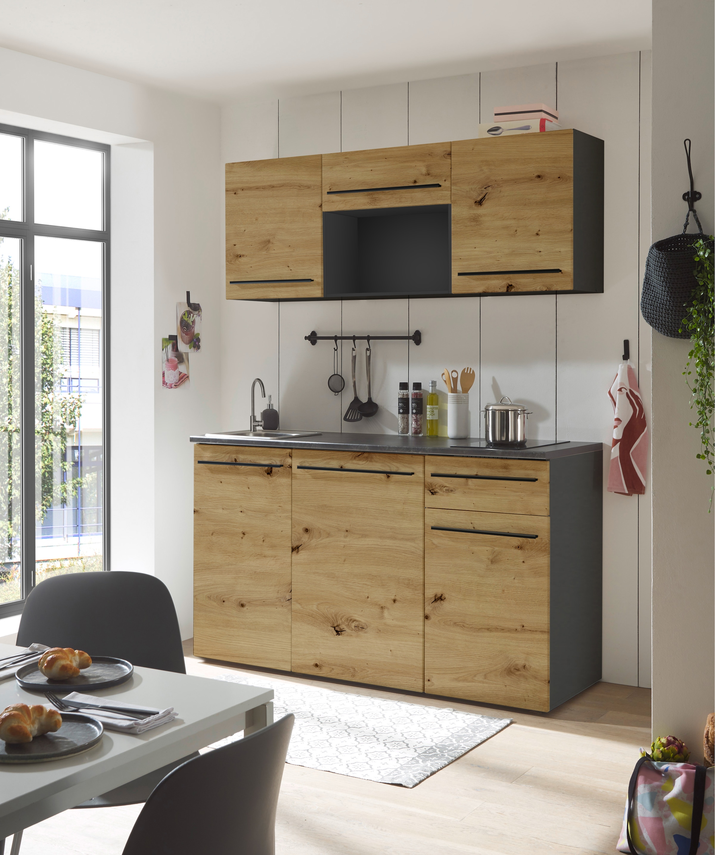 BASIC by Balculina Küchenzeile »Jazz Singleküche«, Breite 160 cm, mit und ohne Geräte lieferbar