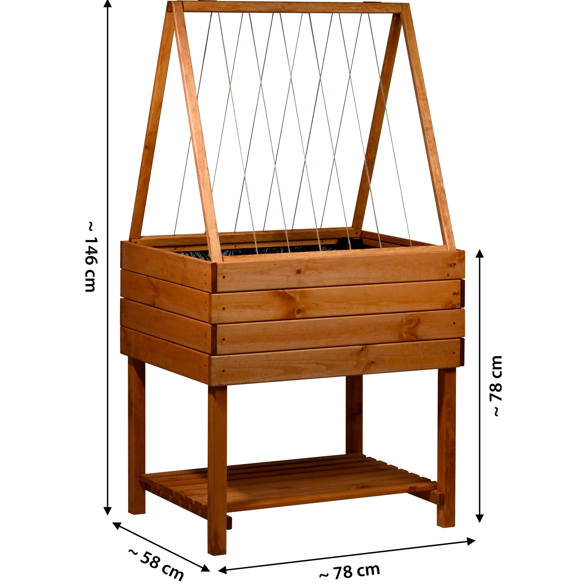 dobar Hochbeet »Kubus 2.0 inkl. Rankhilfen-Aufsatz« Maße ca. 80 x 60 x 146 cm (LxBxH), Innenmaße: ca. 74 x 54 x 26,5 cm