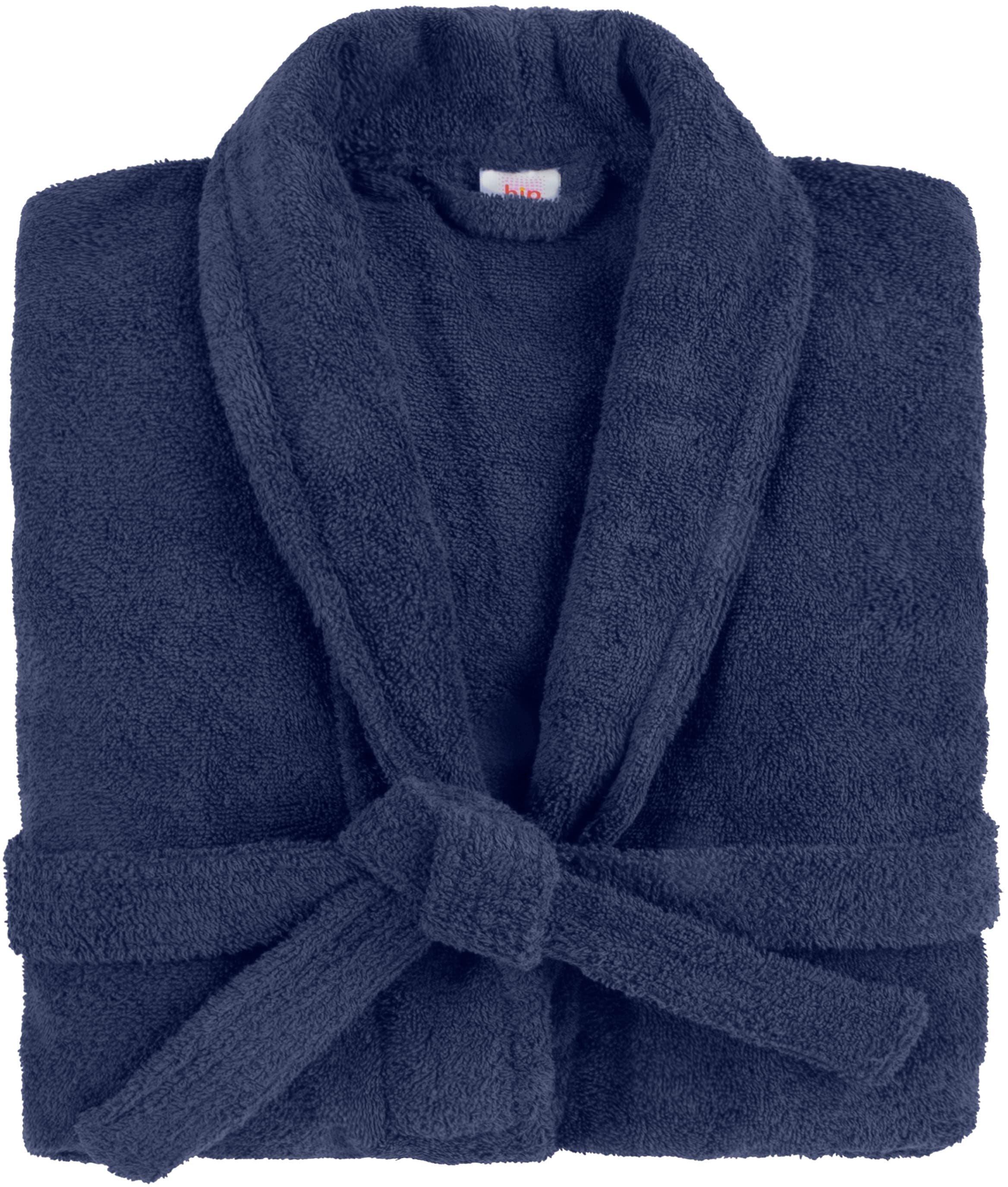 hip Unisex-Bademantel »Hip Bathrobe uni - Blue« Packung, 1x Bademantel, 1 Stk. Schalkragen, Gürtel, Taschen, Baumwolle, Frottee, Weich