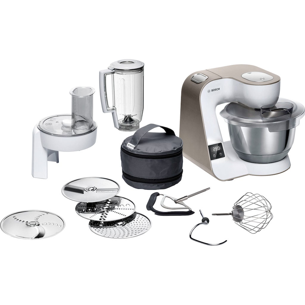 BOSCH Küchenmaschine »MUM5XW20 MUM5«, int. Waage, Patisserieset, Durchlaufschnitzler, 3 Scheiben, Mixer