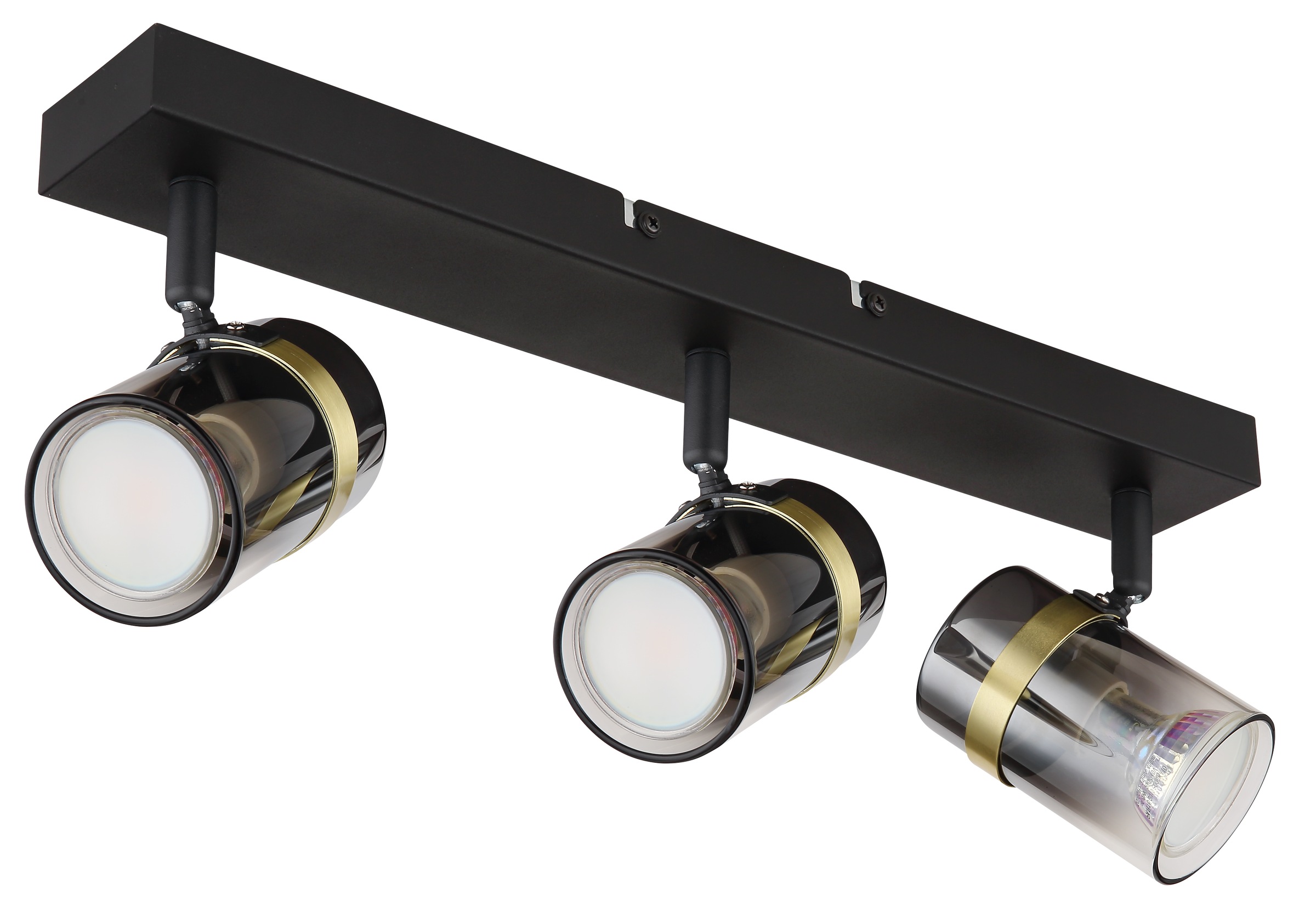GLOBO LIGHTING Deckenstrahler »TRABBY«, Leuchtmittel GU10 | ohne Leuchtmittel, Deckenspot/schwarz/Glas rauchfarben/messingfarben/Flur/Wohnzimmer