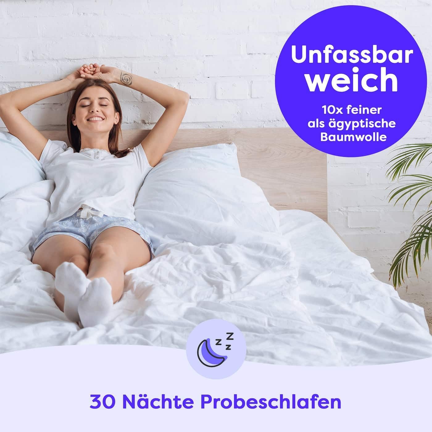 Wolkenfeld Bettwäsche »Allergiker Bettwäsche, unfassbar weich«, 135x200 cm, 155x220 & Übergrößen I inkl. Kissenbezüge 80x80 I Uni