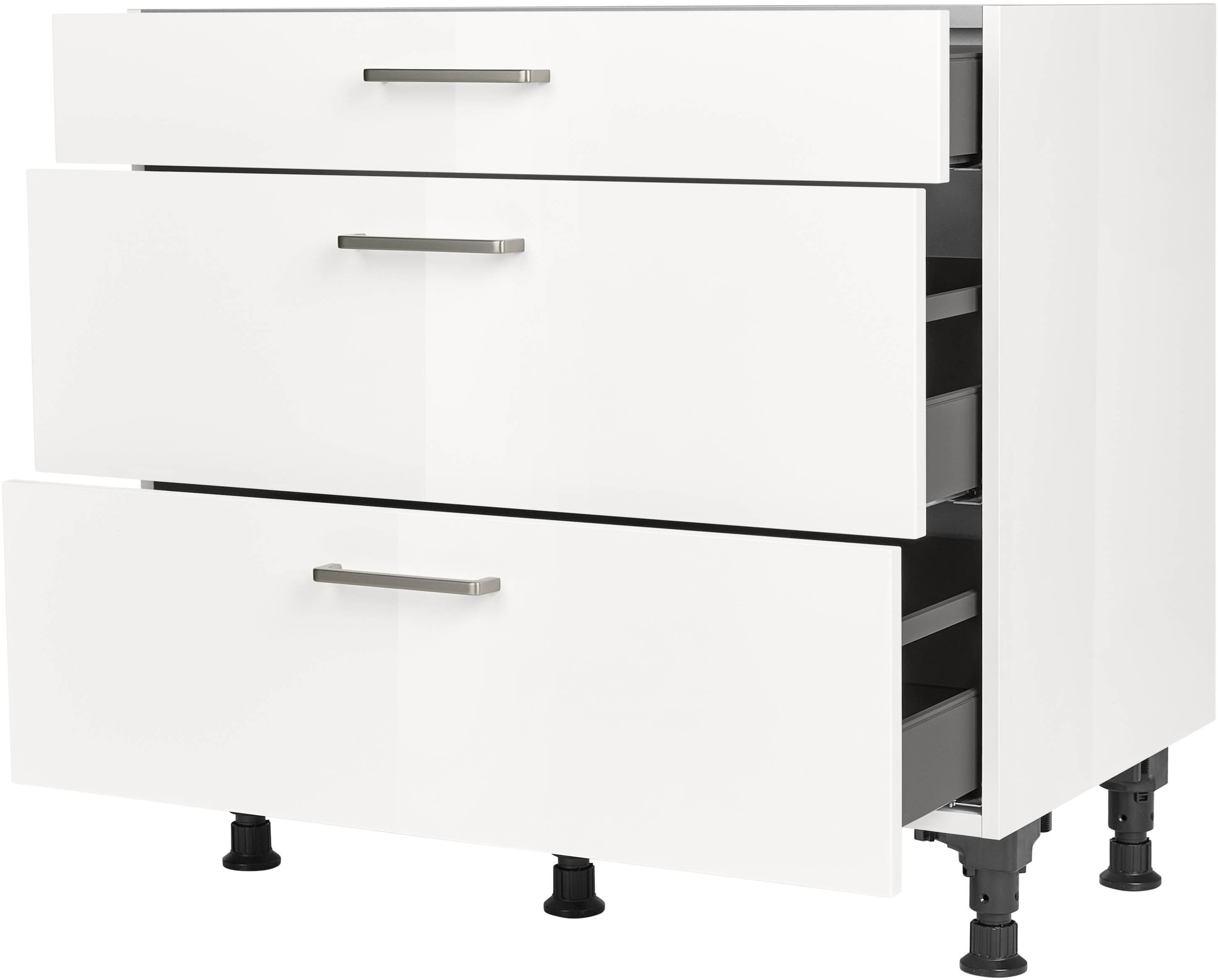 nobilia® Unterschrank »"Flash", vormontiert, mit höhenverstellbaren Sockelfüßen, in den«, Breiten 30, 45, 60 und 90 cm, mit Schubkasten und Auszügen